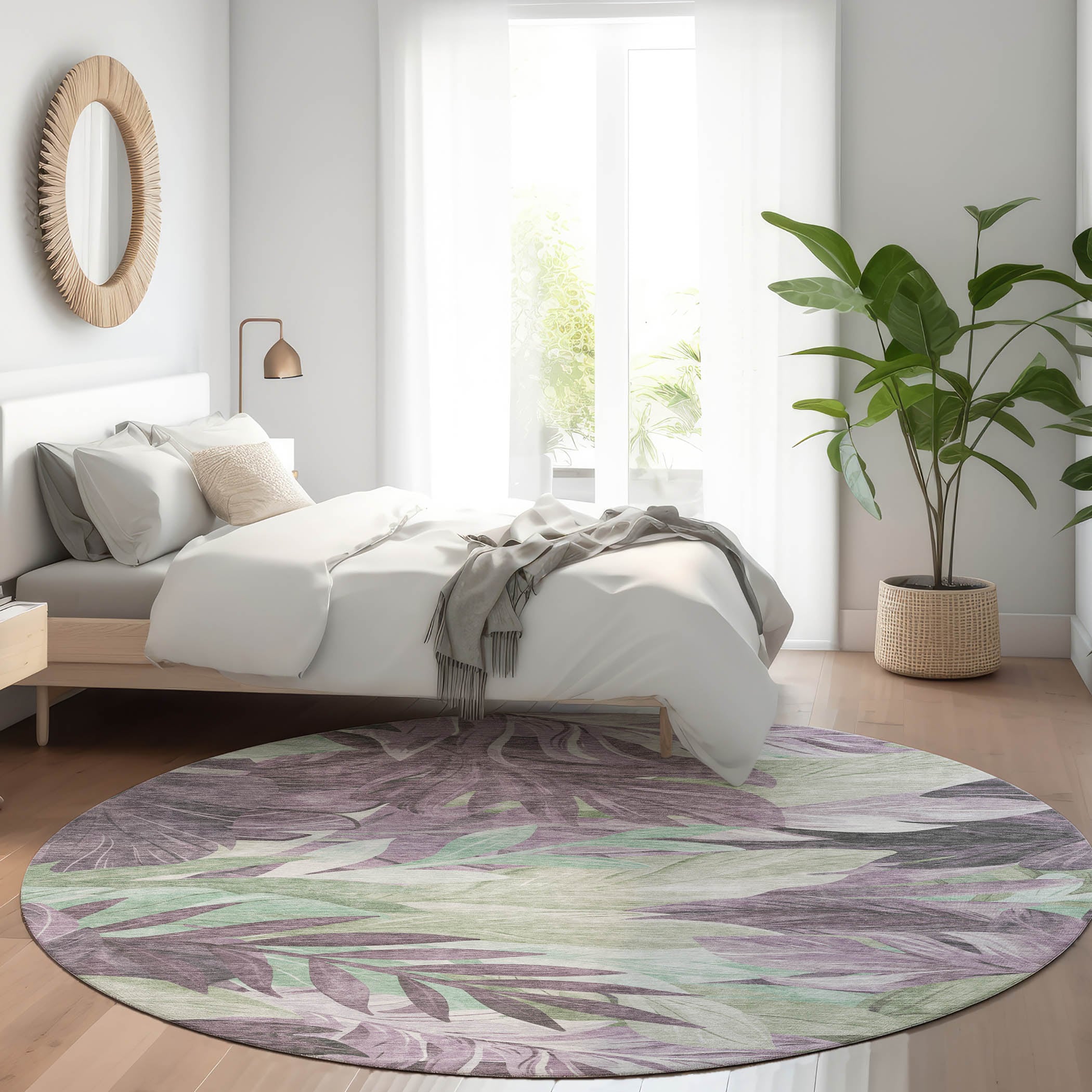 Addison Rugs ACN1495LV8RO Chantille ACN1495LV 8 x 8 (ft) Polyester Lavender Round Indoor/Outdoor Geometric Machine washable Area rug