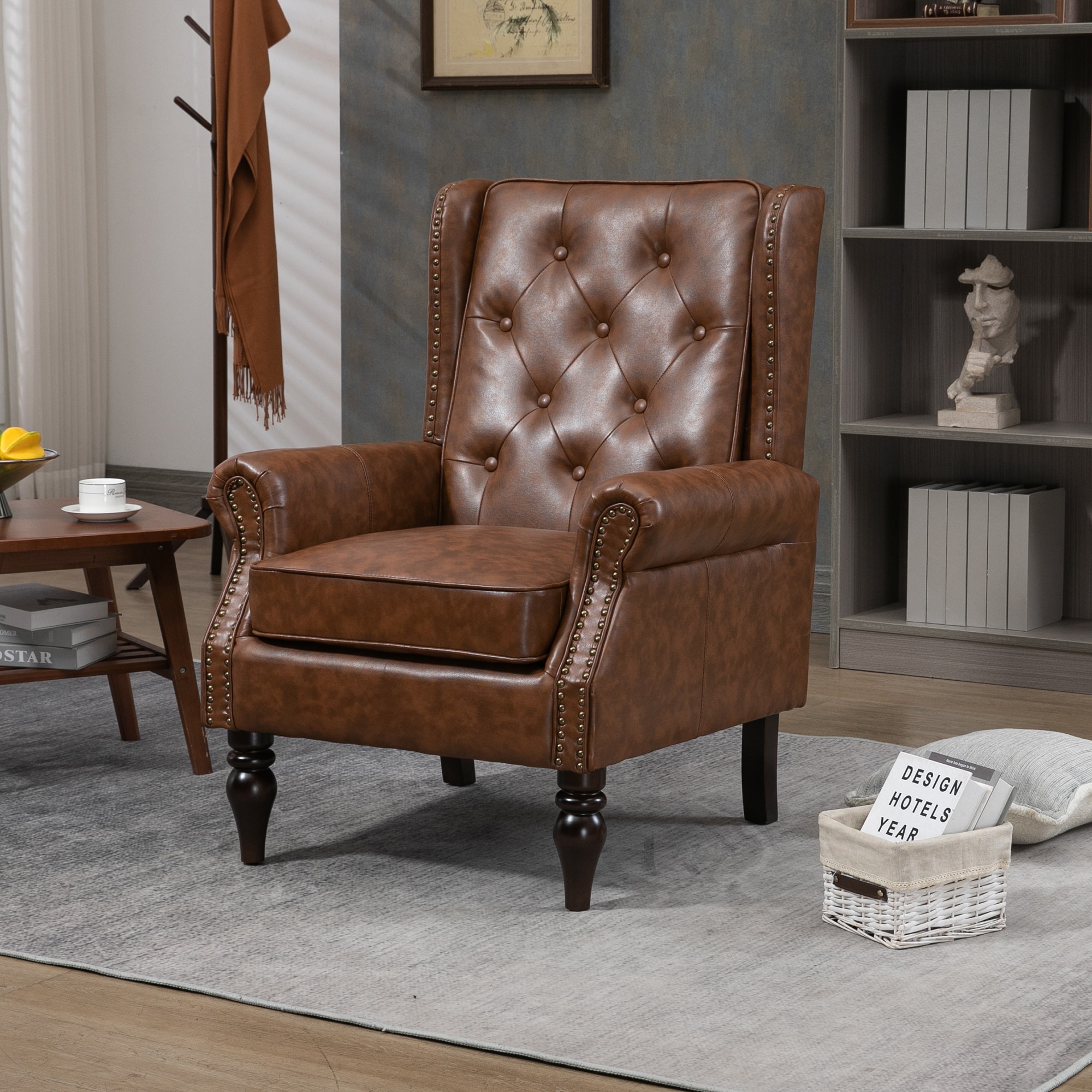 prilinex W395109980 Modern Brown Faux leather Accent Chair