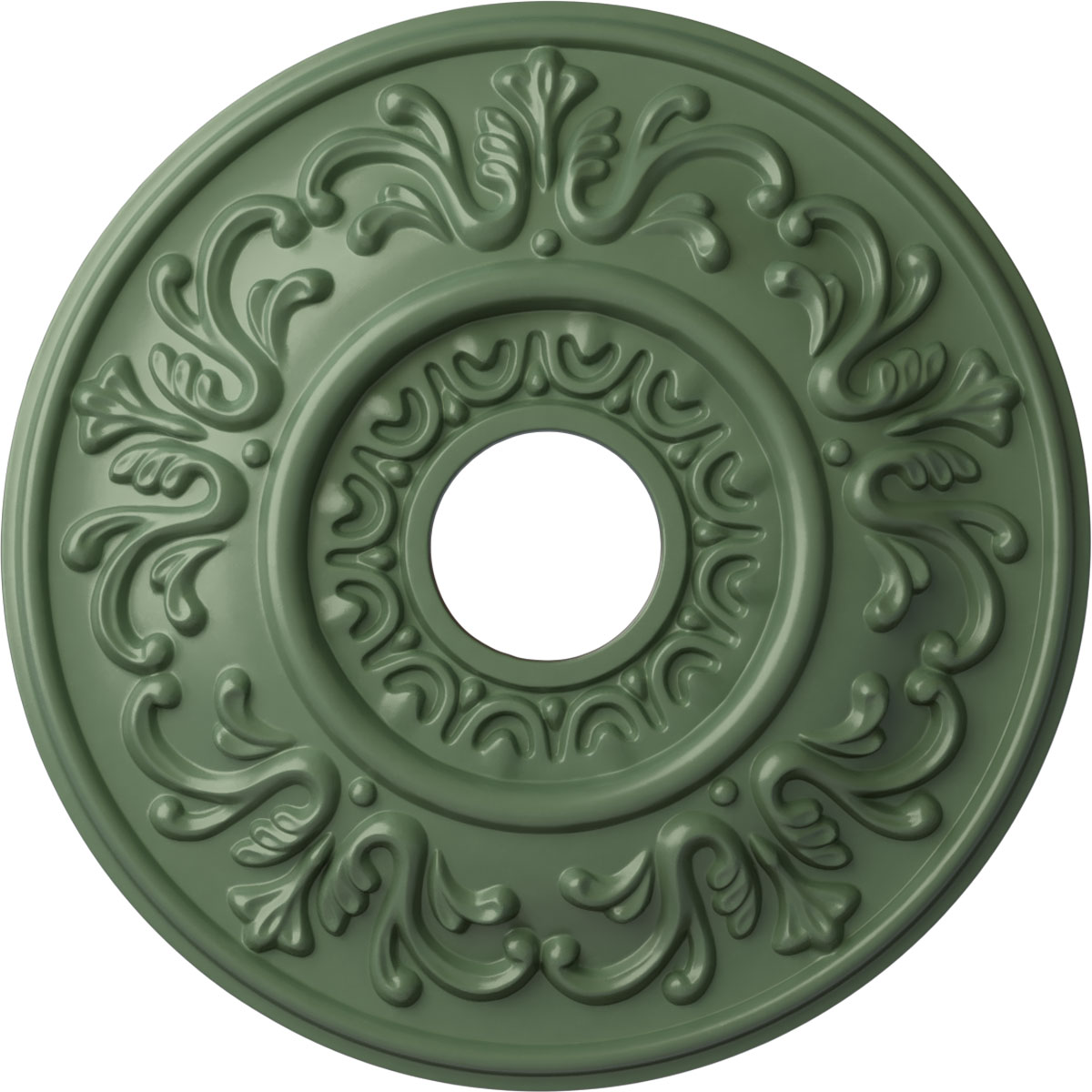 Ekena Millwork CM18VLAGF Valletta 18-in W x 18-in L Painted Athenian Green Polyurethane Whole Ceiling Medallion