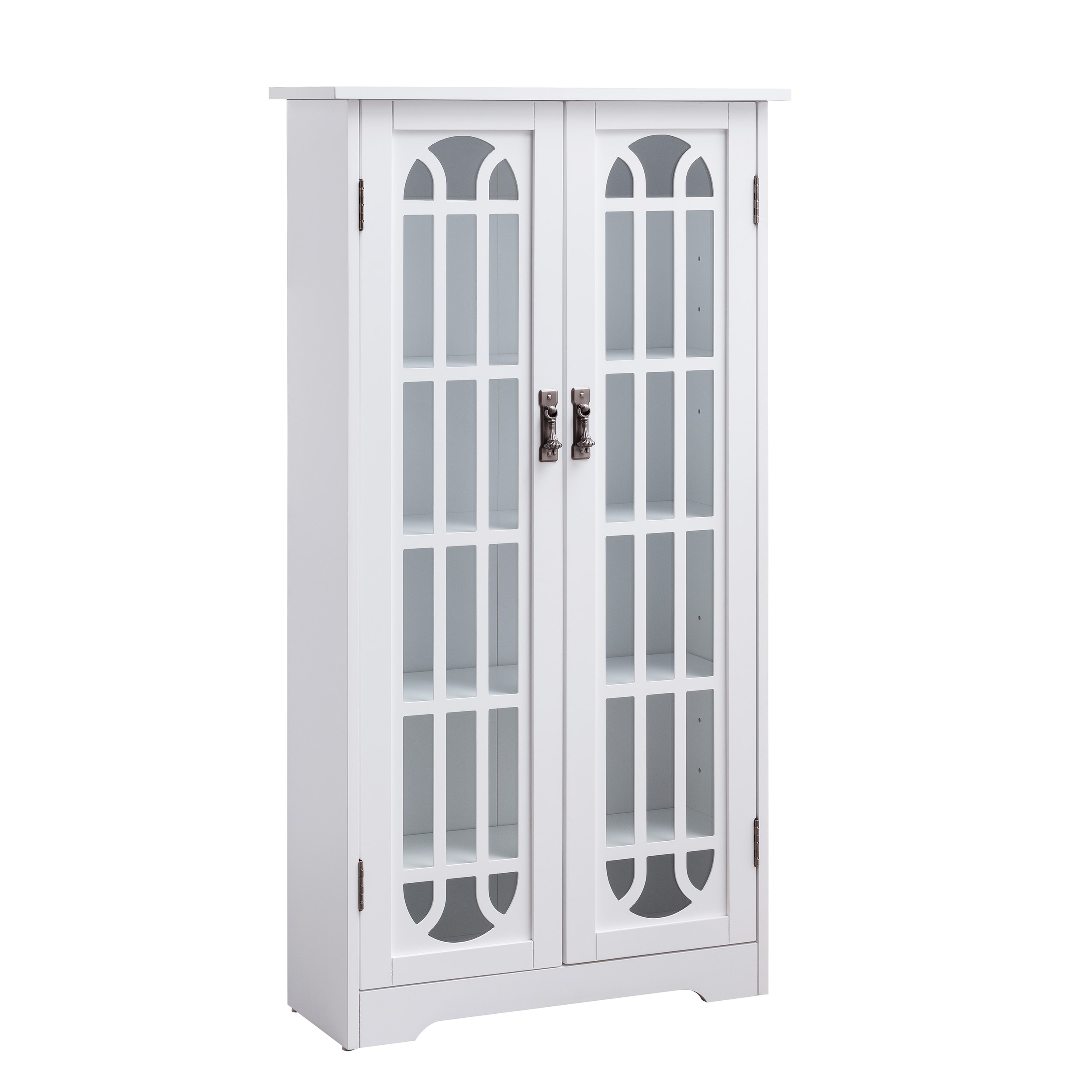 Boston Loft Furnishings ATG5701MS Oville White with Antique Silver Composite 5 -Shelf Bookcase with Doors ( 26.25-Inches W x 47.75-Inches H x 9.5-Inches D ) Finished