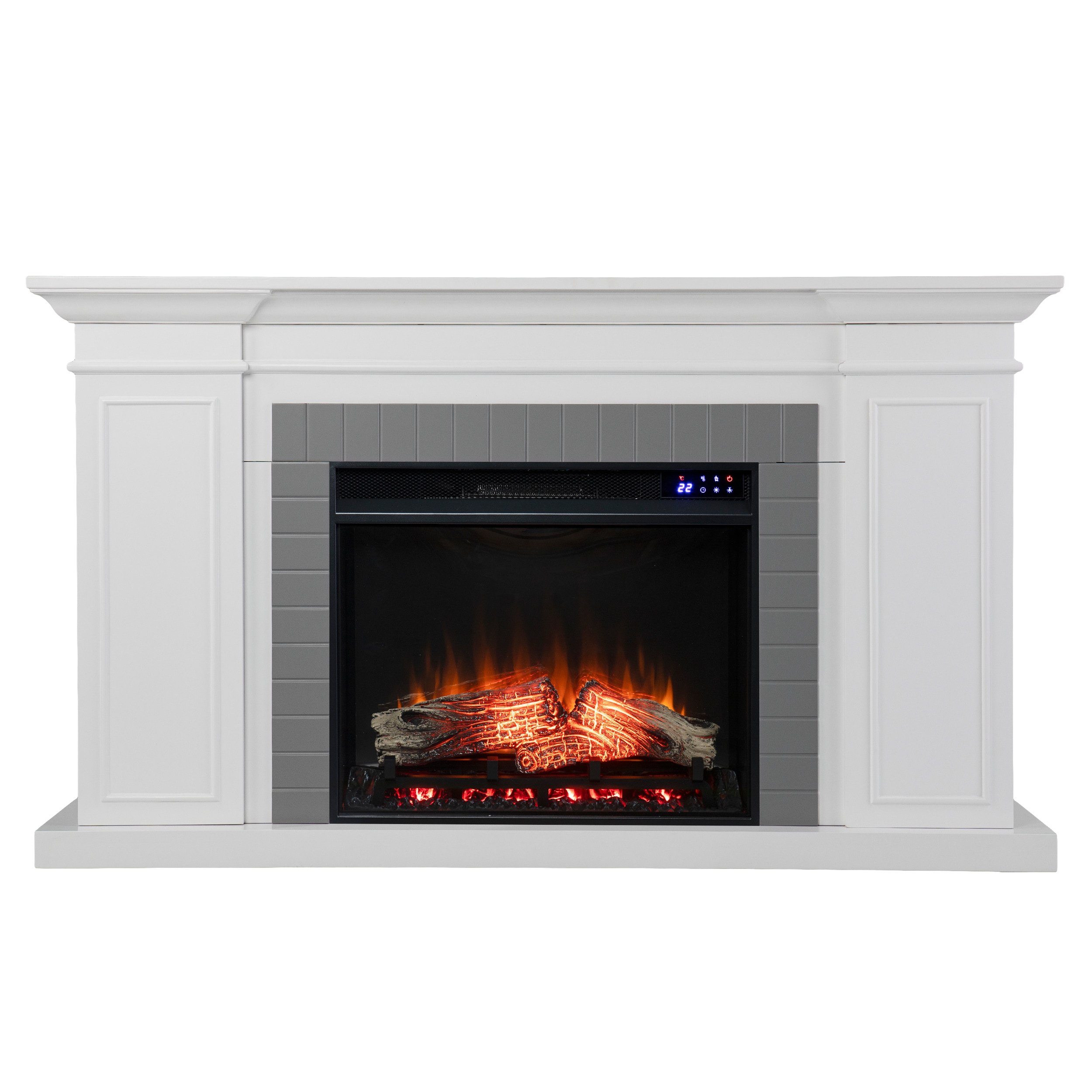 Southern Enterprises FR1154359 54.75-in W White, Gray Free standing Fan-forced Flat wall Electric Fireplace with Remote Control Included