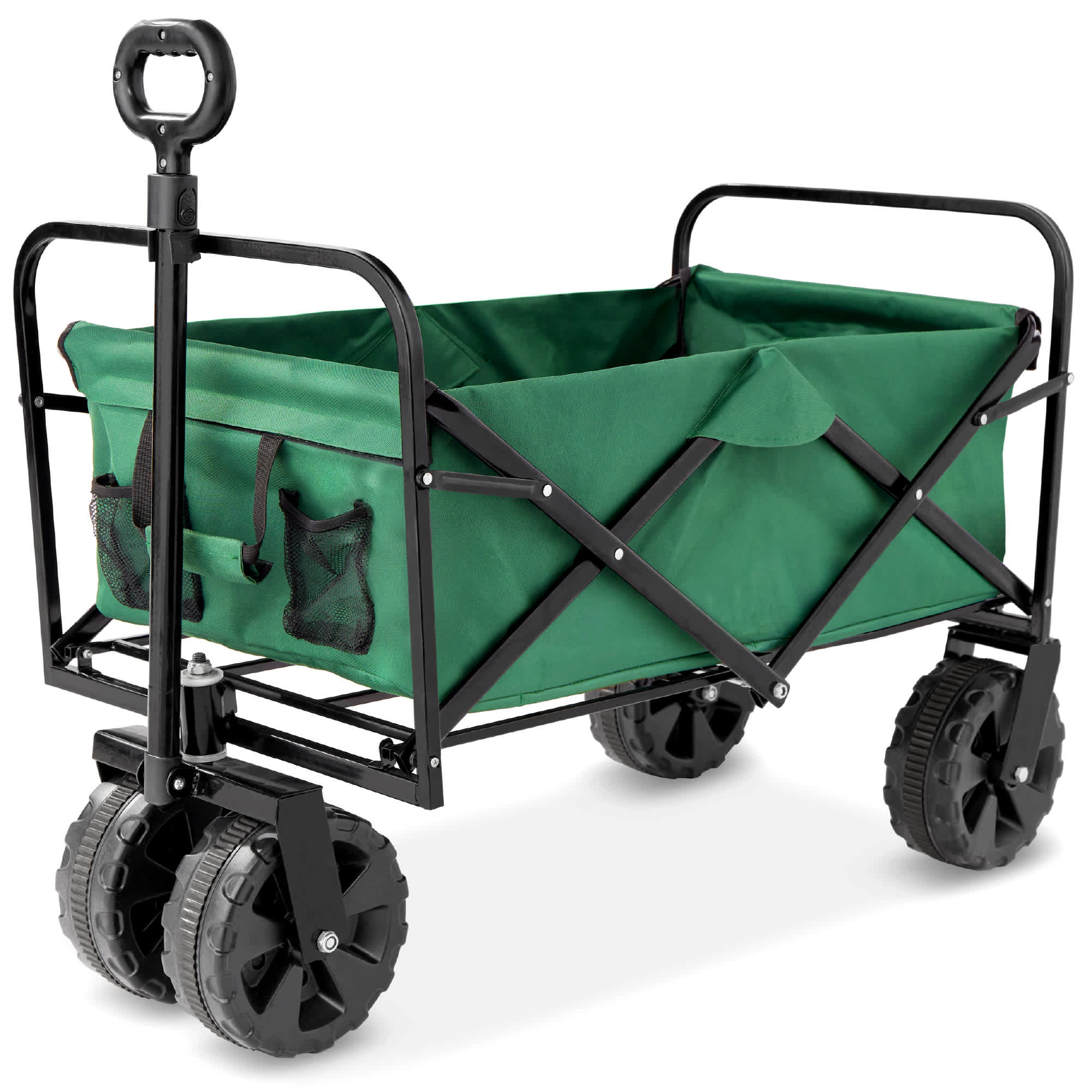 Best Choice Products 36in Folding Multipurpose Indoor Outdoor Utility Cart w/ Swivel Wheels Adjustable Handle - Green #SKY6378