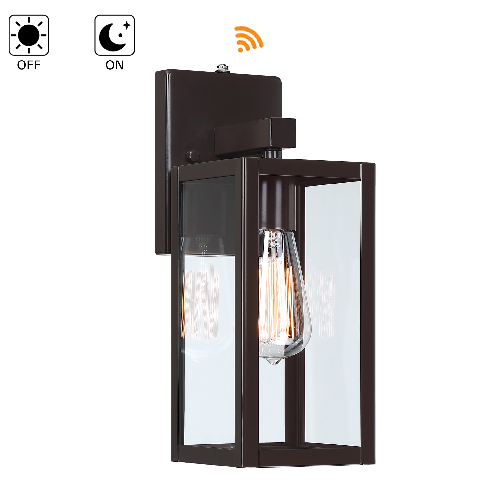 Hukoro FL17801-BZ-S 1 -Light 13-in H Matte Bronze Hardwired Dusk to Dawn Outdoor Wall Light
