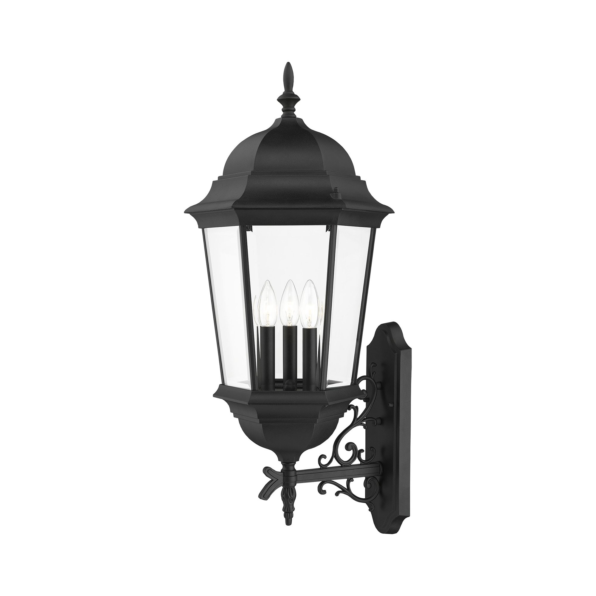 Livex Lighting 7566-14 Hamilton 3 -Light 28.75-in H Matte Black Hardwired Outdoor Wall Light