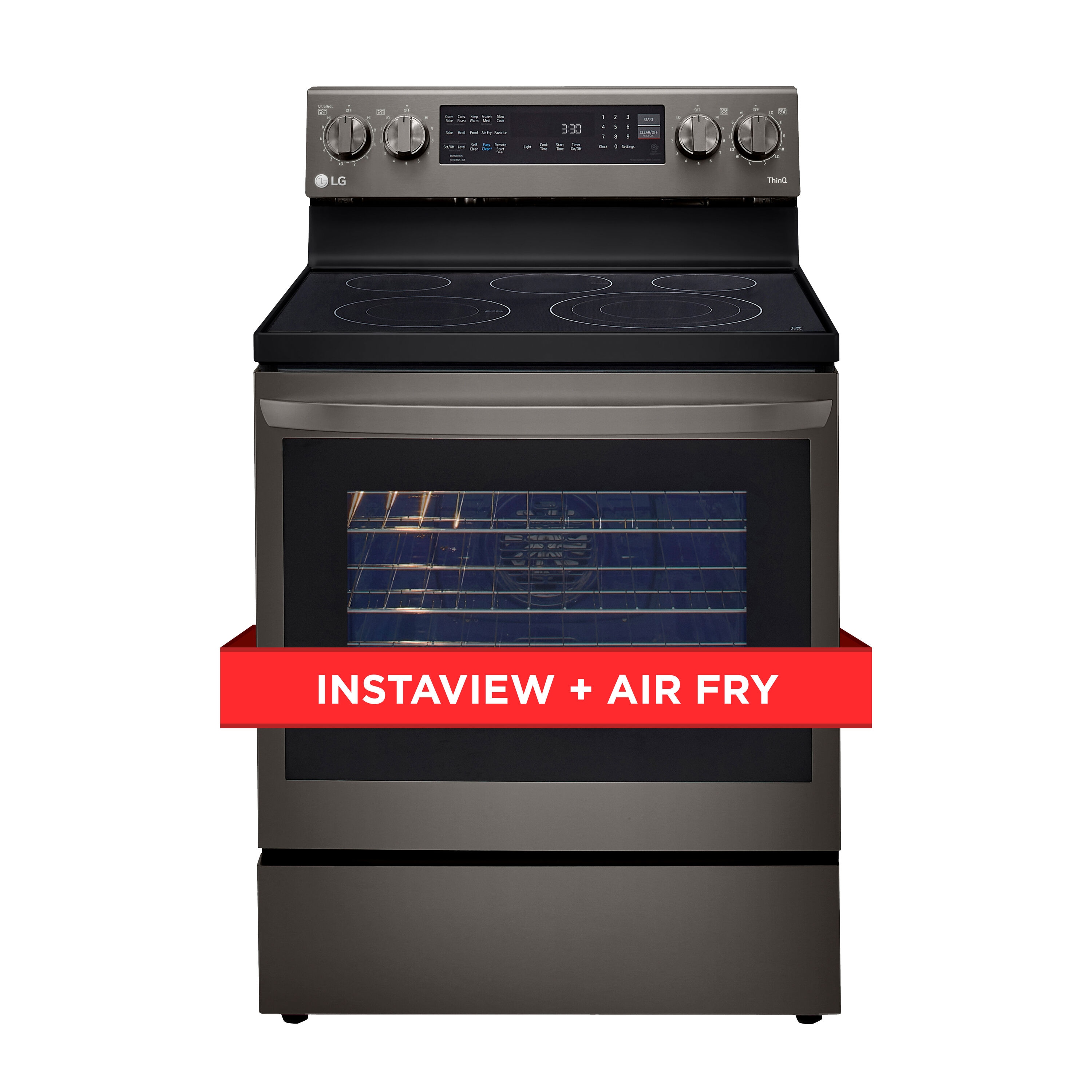 LG InstaView AirFry 30-in Glass Top 5 Elements 6.3-cu ft Self