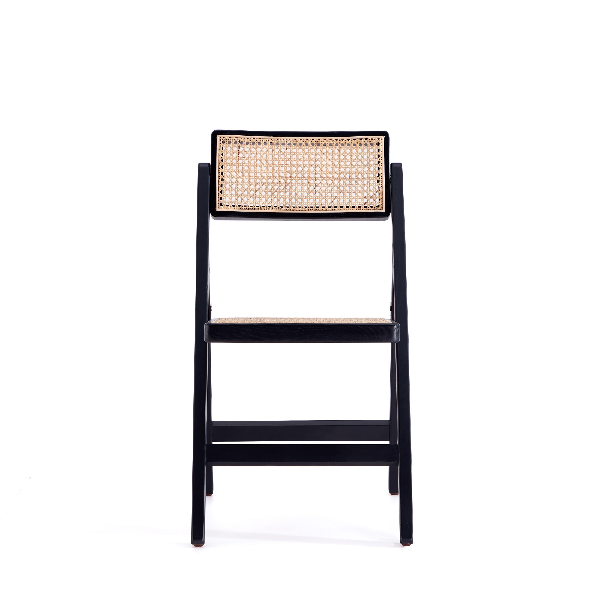 Black and Natural Cane High Folding Side Chair Set
