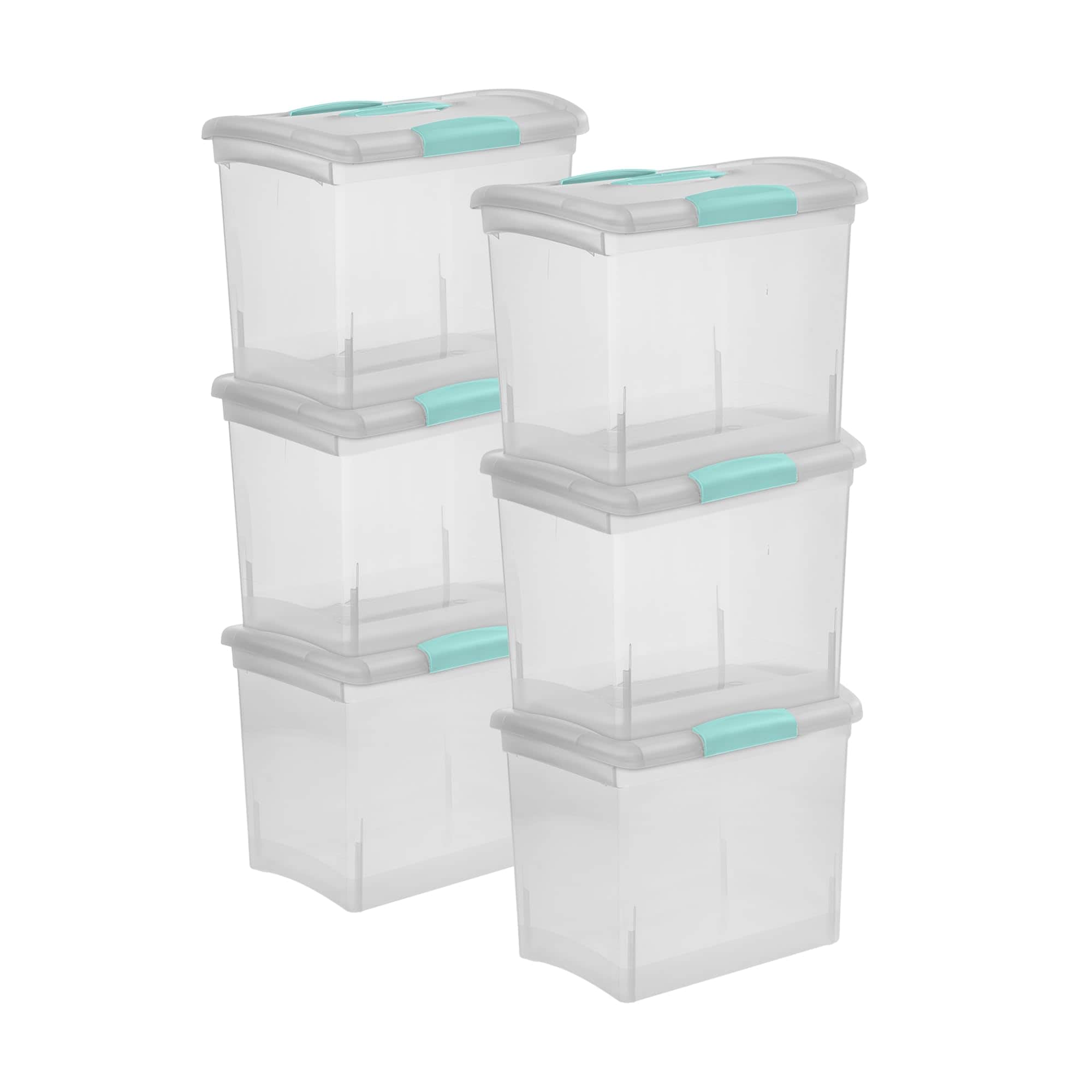 Sterilite DFP-AD-607846QTY-6 Large Nesting ShowOffs - Stackable Clear Storage Bins with Latching Lid - 6-Pack