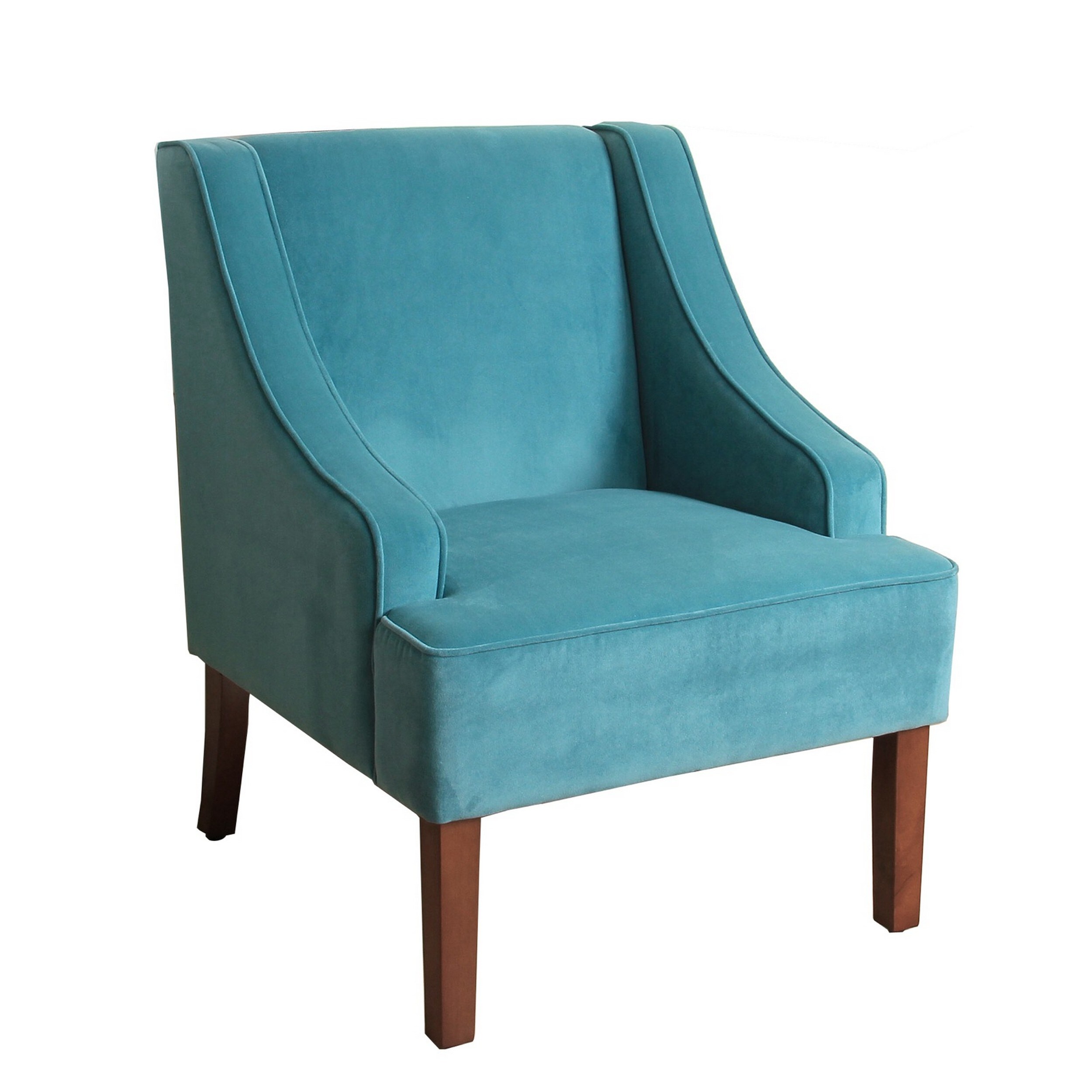 Benzara Contemporary Blue Fabric Accent Chair with Cushioned Seat and ...