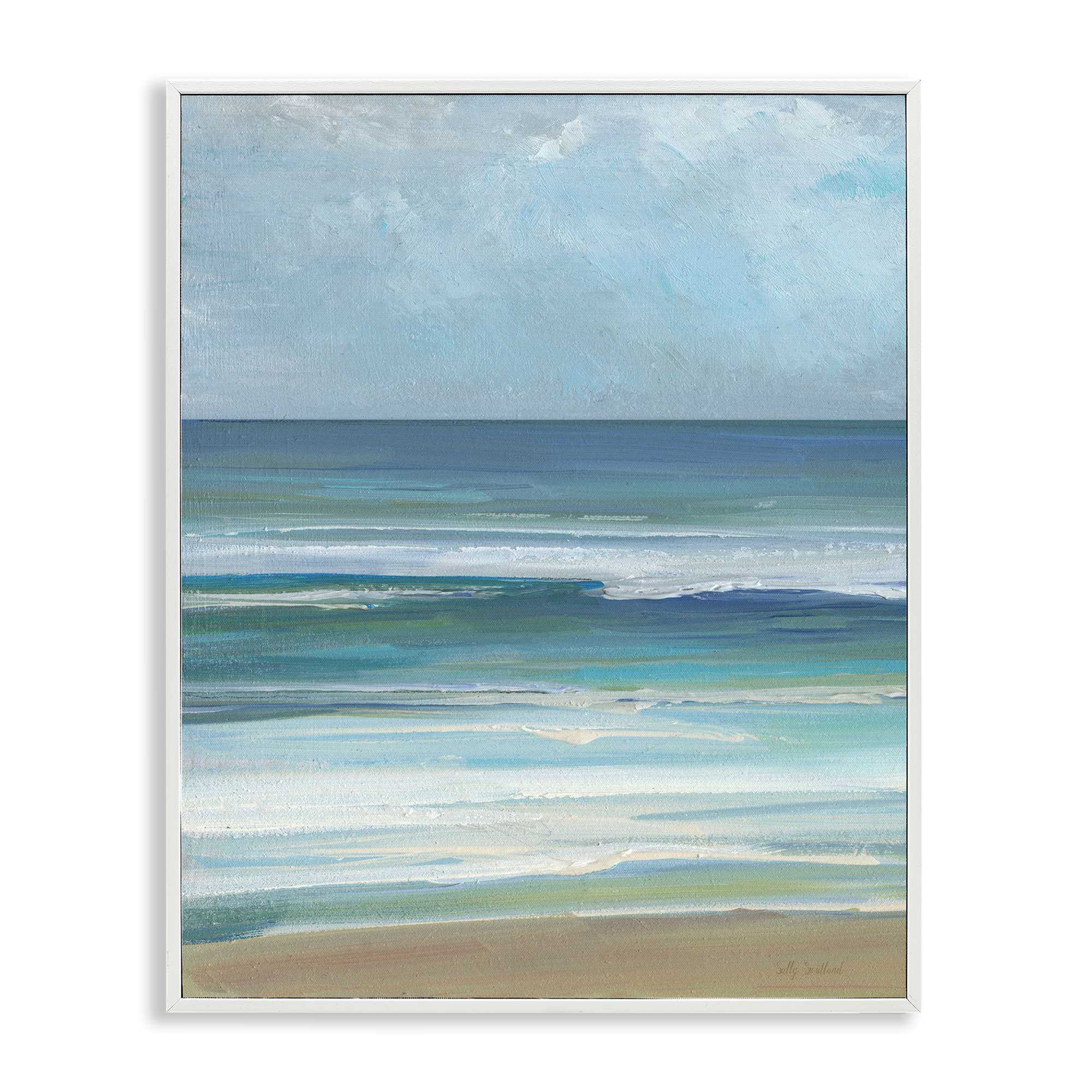 Stupell Industries BT-997-WFR-24X30 Calming Beach Wave Visage White Framed Giclee Art By Sally Swatland 24 x 30