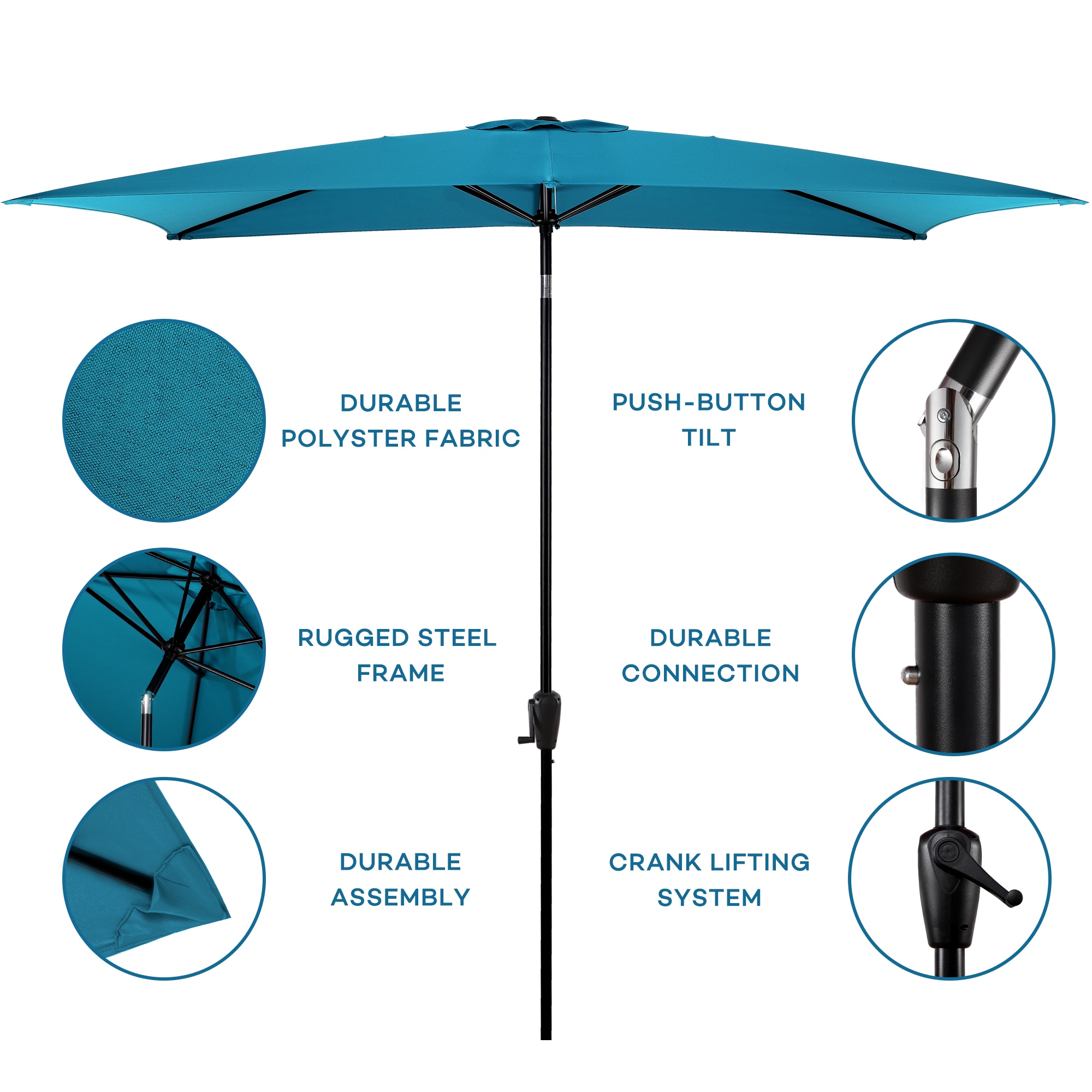 Sun-Ray 201006TREC 6.25-Feet Steel Blue Market Patio Umbrella