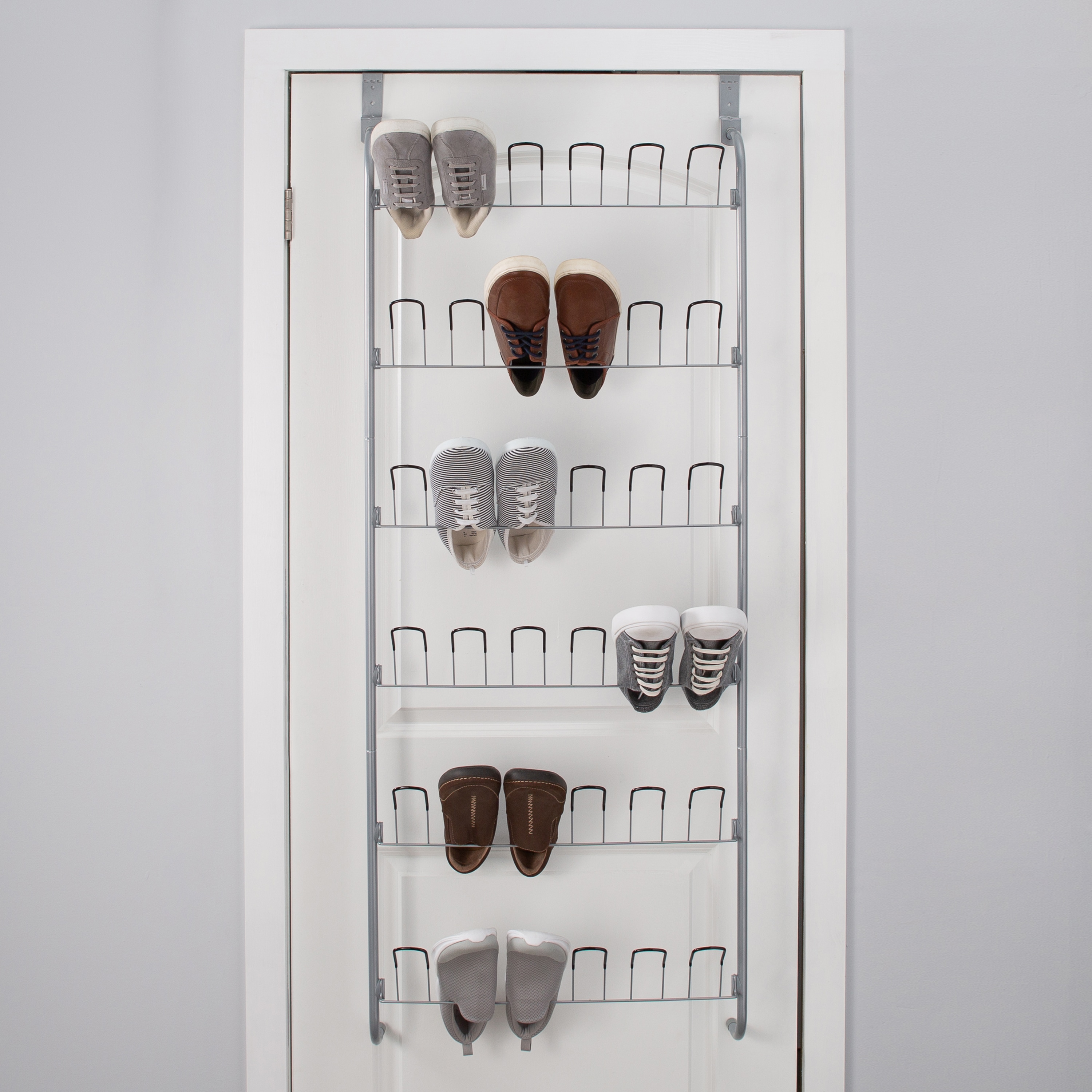 Simplify 71-in H 12 Tier 36 Pair White Metal Over-the-door Shoe Organizer