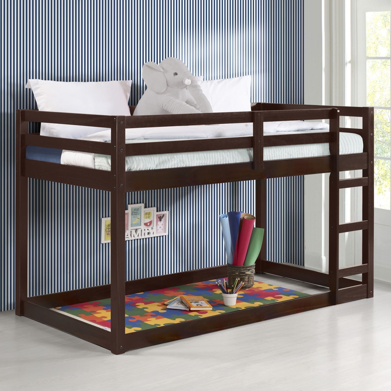 JASMODER 38185 Espresso Twin Composite Platform Bed