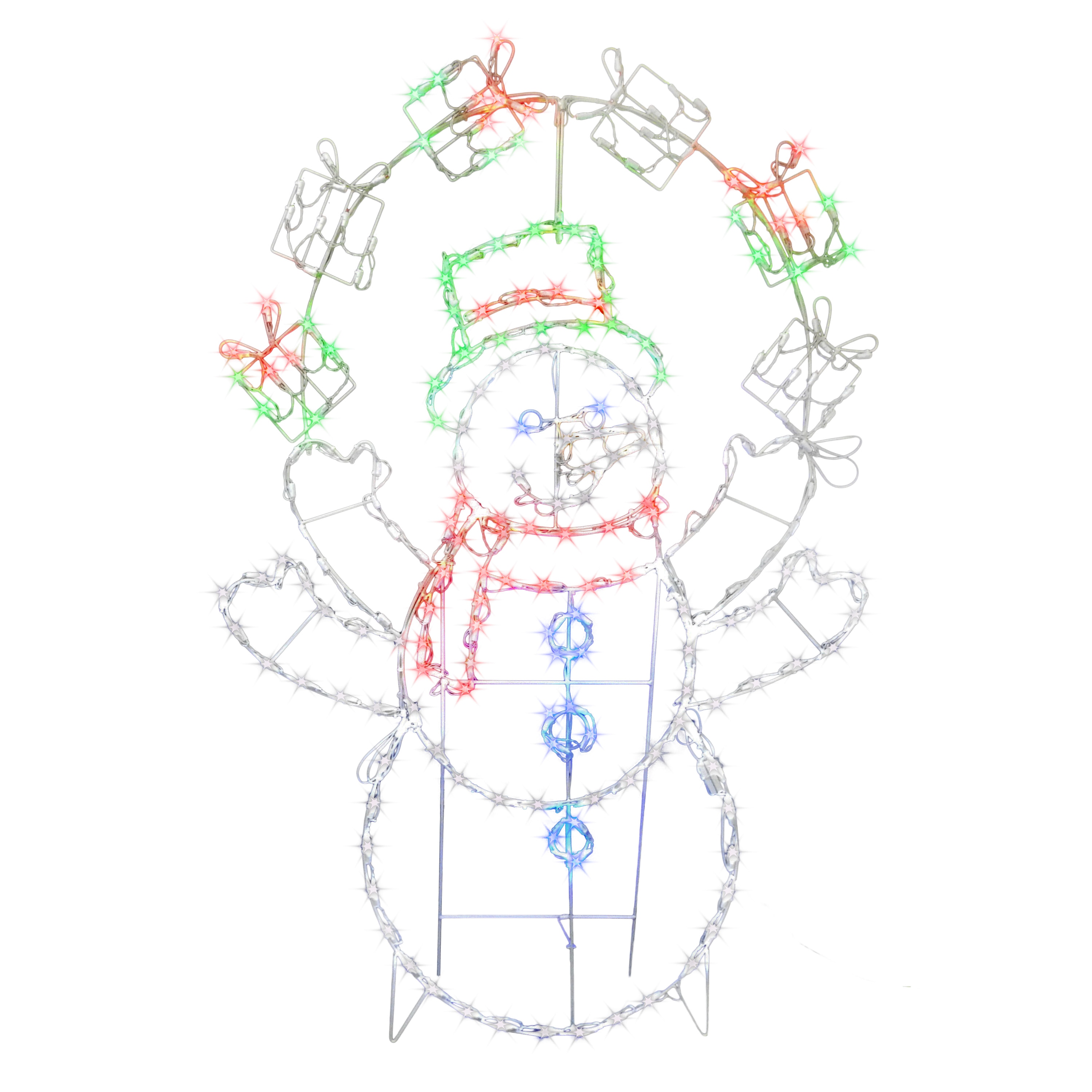 Puleo International Animatronic 60-in Freestanding Snowman Yard decoration with Multicolor LED Lights