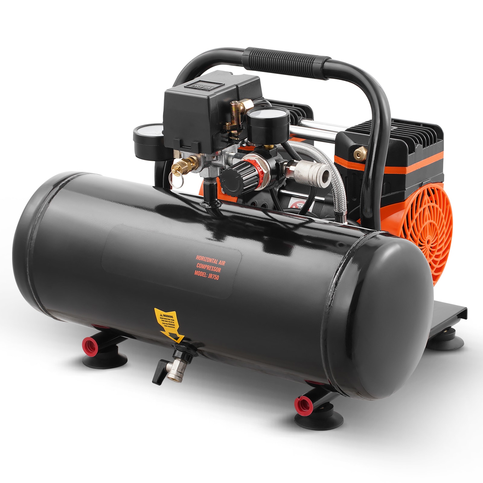 VEVOR SCWYWSKYJ8L705891V1 Air Compressor  2 Gallon Steel Tank  1HP 2.1 CFM 8bar Oil Free Air Compressor and Max. 120PSI Pressure  81dB Ultra Quiet Portable Compressor  for Auto Repair  Tire Inflation  Spray Painting