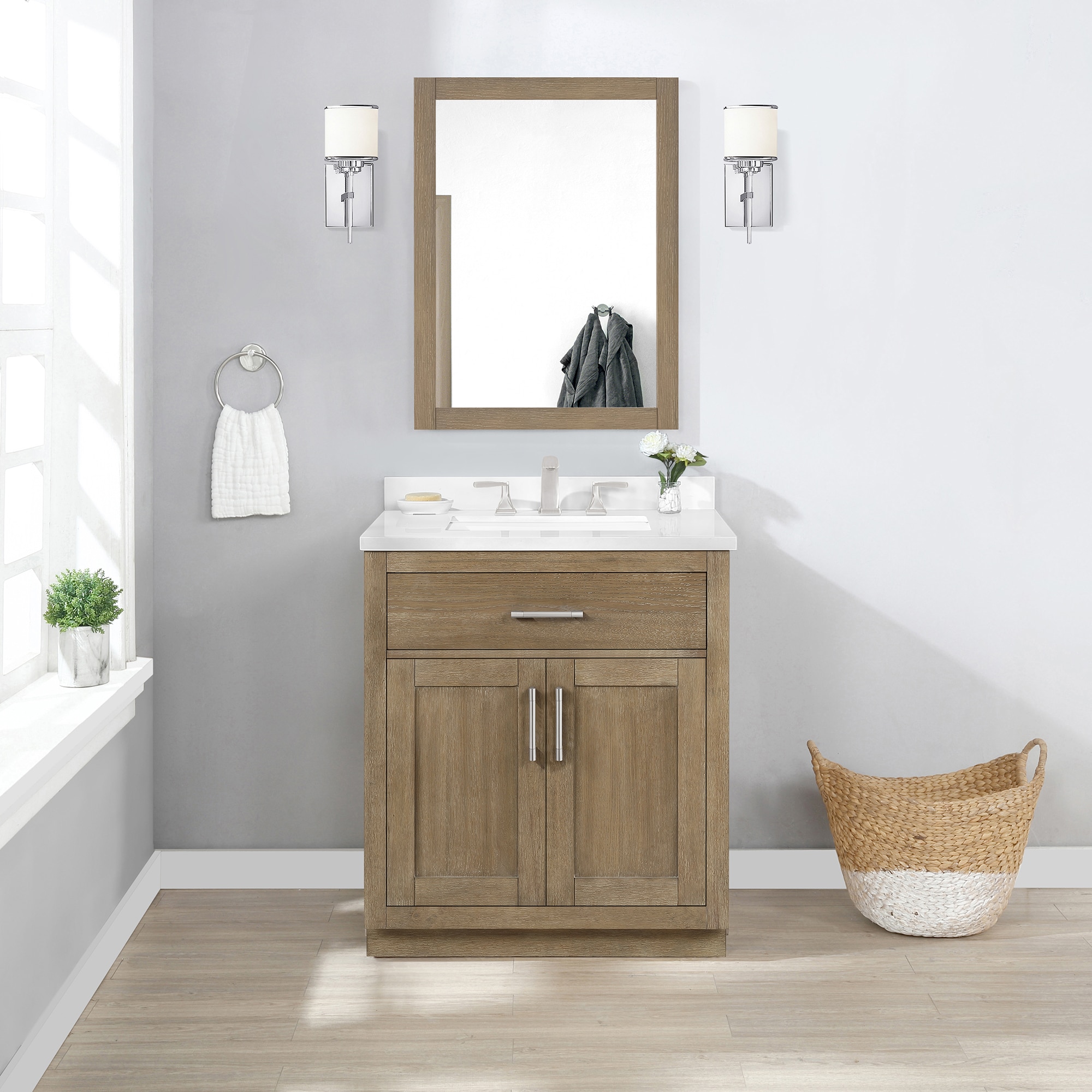 OVE Decors Bailey 30-in Driftwood Oak Undermount Single Sink Bathroom ...