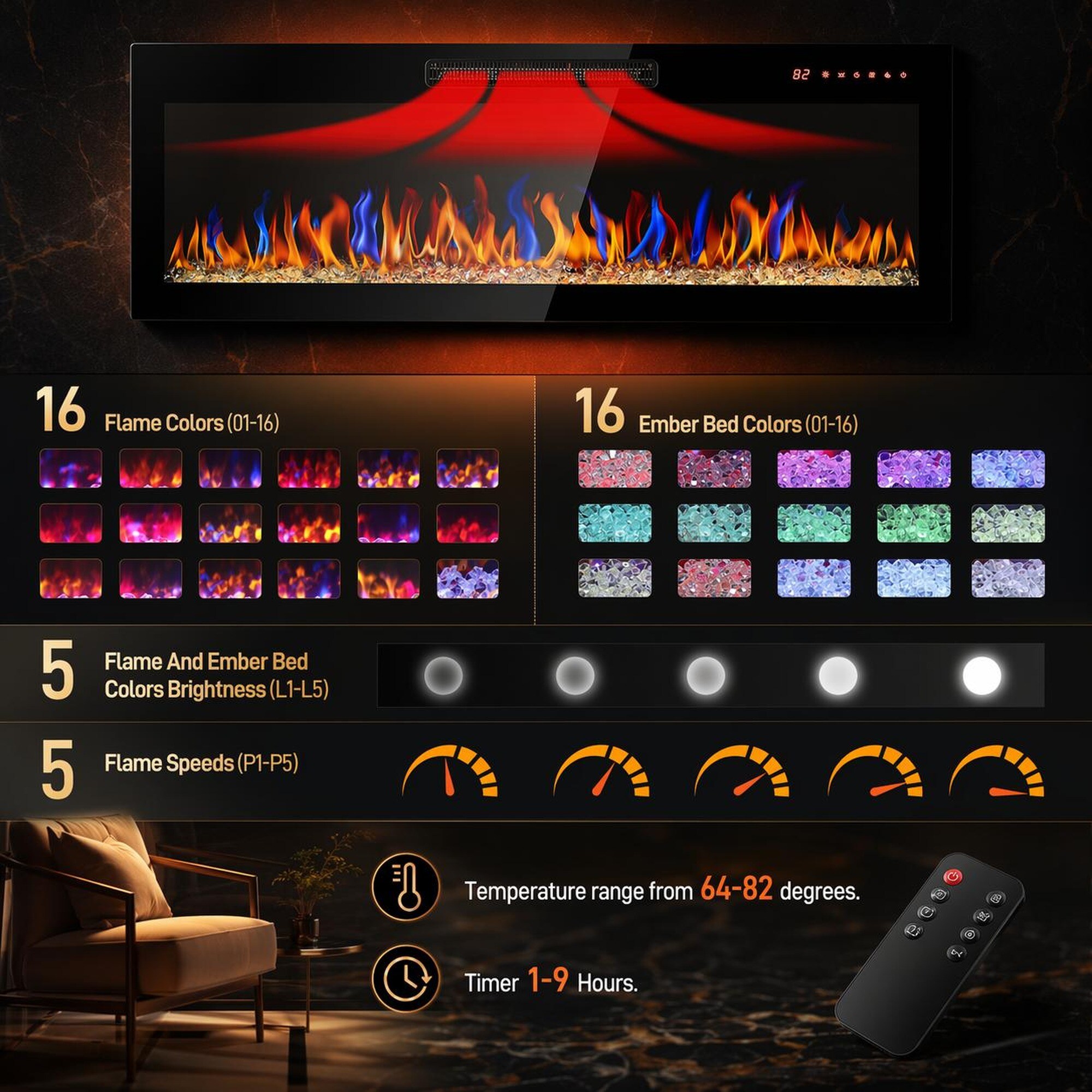 TEINIE HJJ-W1769133638 Electric-Fireplaces - View #4
