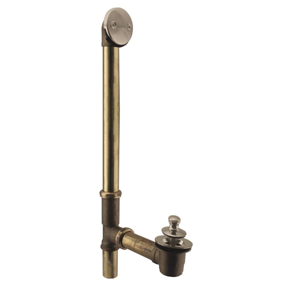 WESTBRASS D322-07 Bath Waste and Overflow Twist and Close- 22" Make-up,17 Ga. Tubing In Satin Nickel