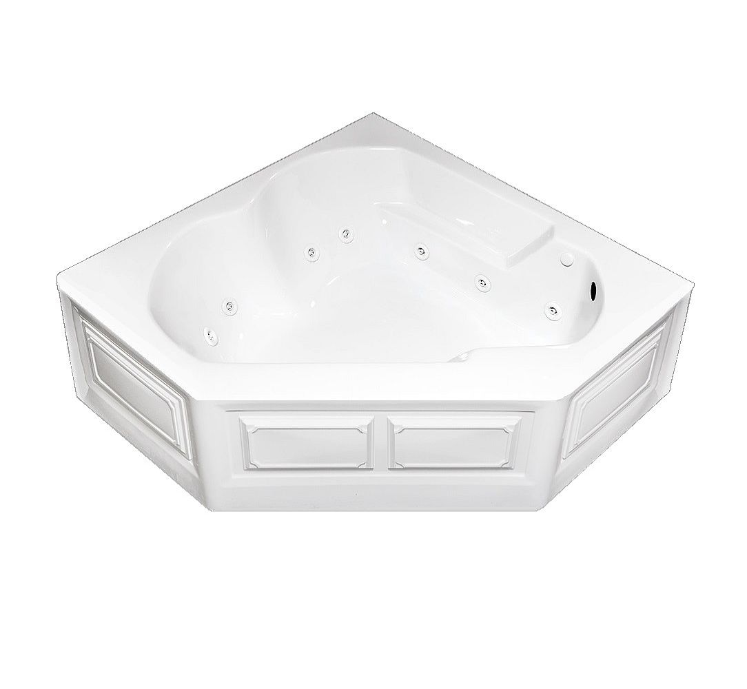 Laurel Mountain 6060DPWSR064 Dual Corner Plus Skirted 59.625-in x 59.625-in White Acrylic Corner Alcove Whirlpool tub ( Right Drain )