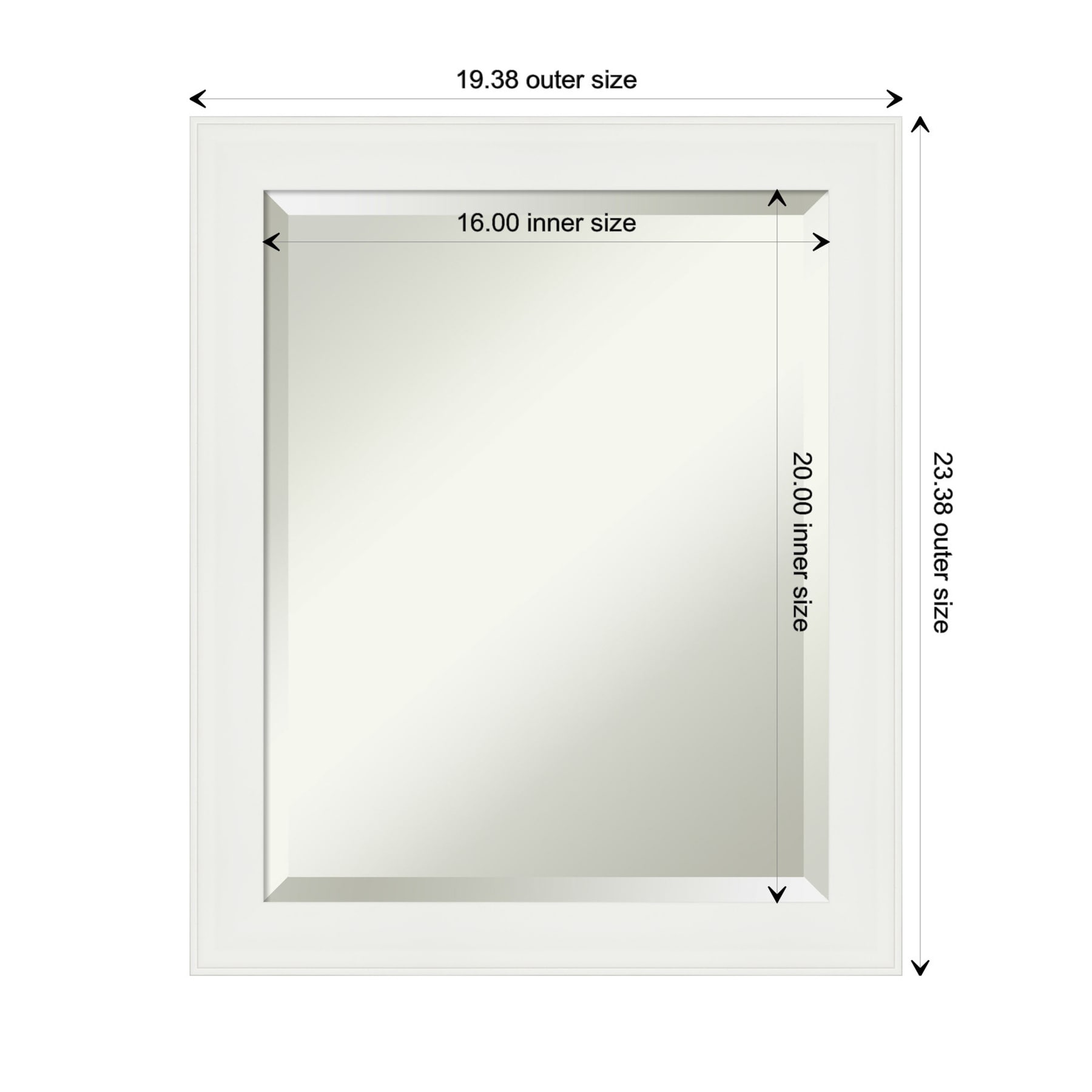 Vanity White Rectangular Framed Wall Mirror 19.38 x 23.38 Inches