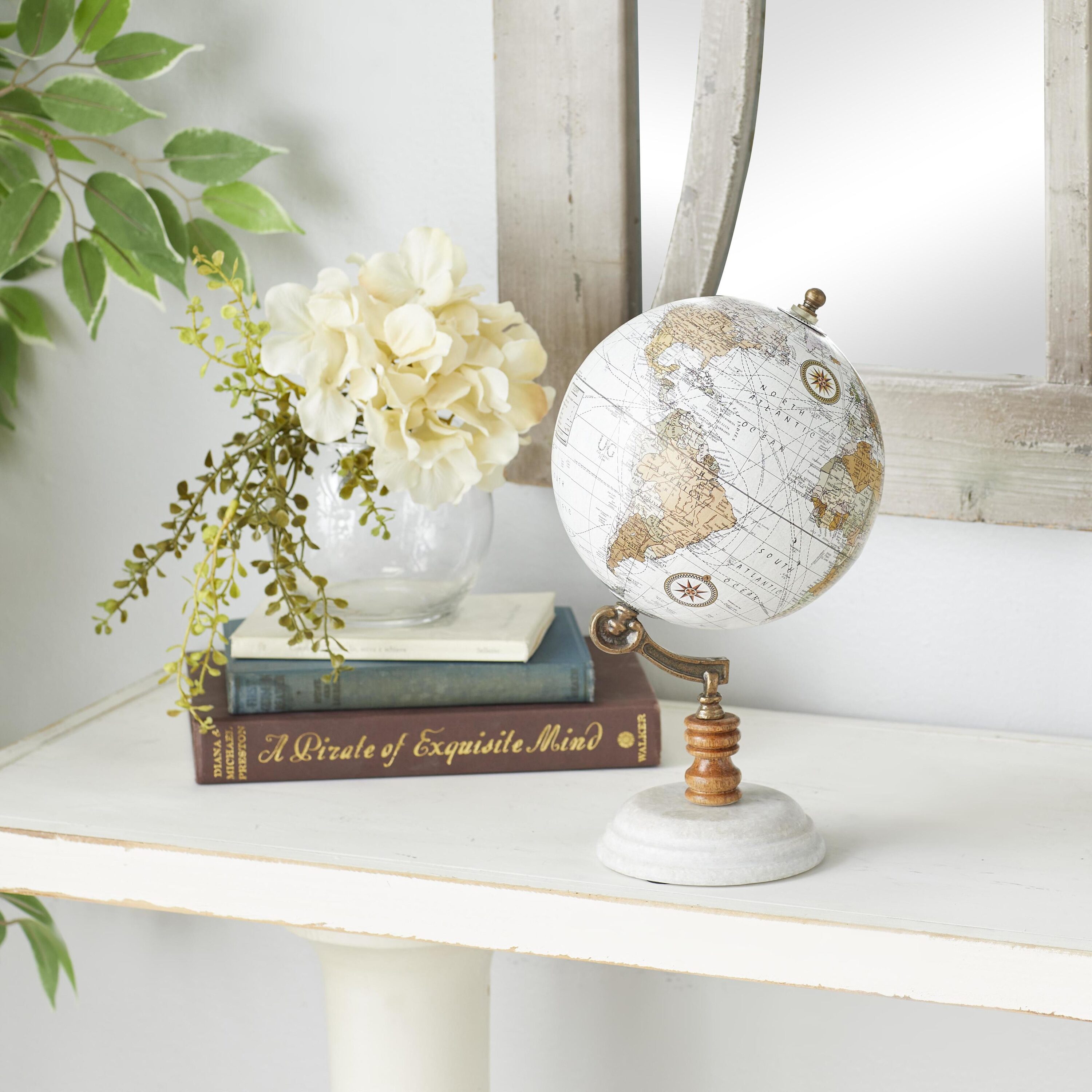 Grayson Lane 94449 White Marble Modern Decorative globe