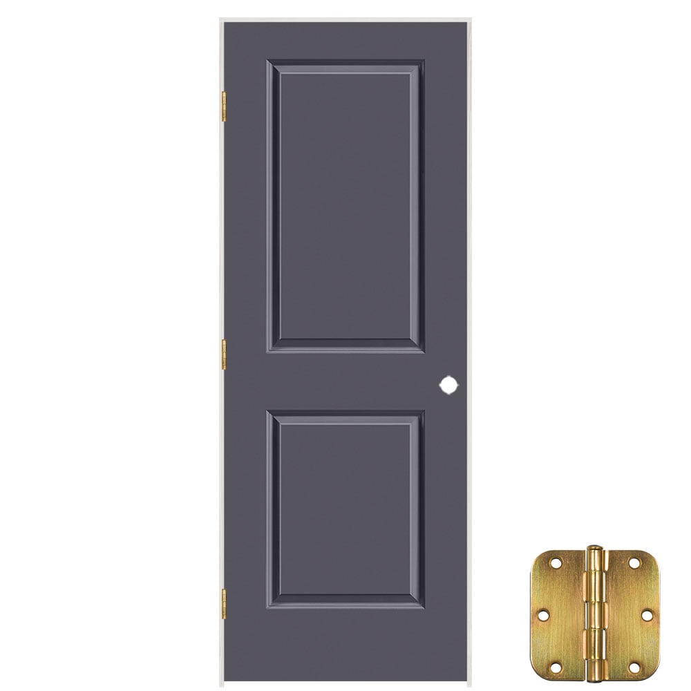 Masonite 641520 30-in x 80-in Slate Solid core 2-panel square Right hand Smooth Prefinished Molded composite Flat Jamb Single Prehung Interior Door