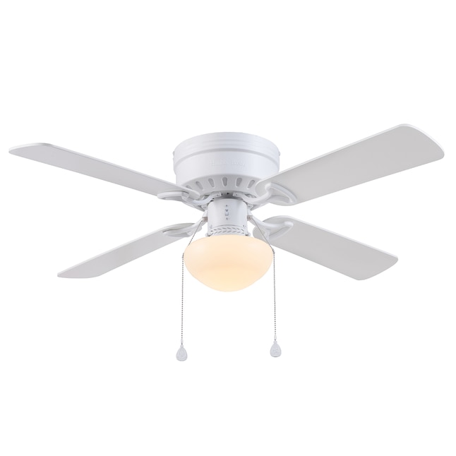 Harbor Breeze Armitage 42 In White Led Indoor Flush Mount Ceiling Fan With Light 4 Blade The Fans Department At Com - Flush Mount 42 Inch Ceiling Fan With Light
