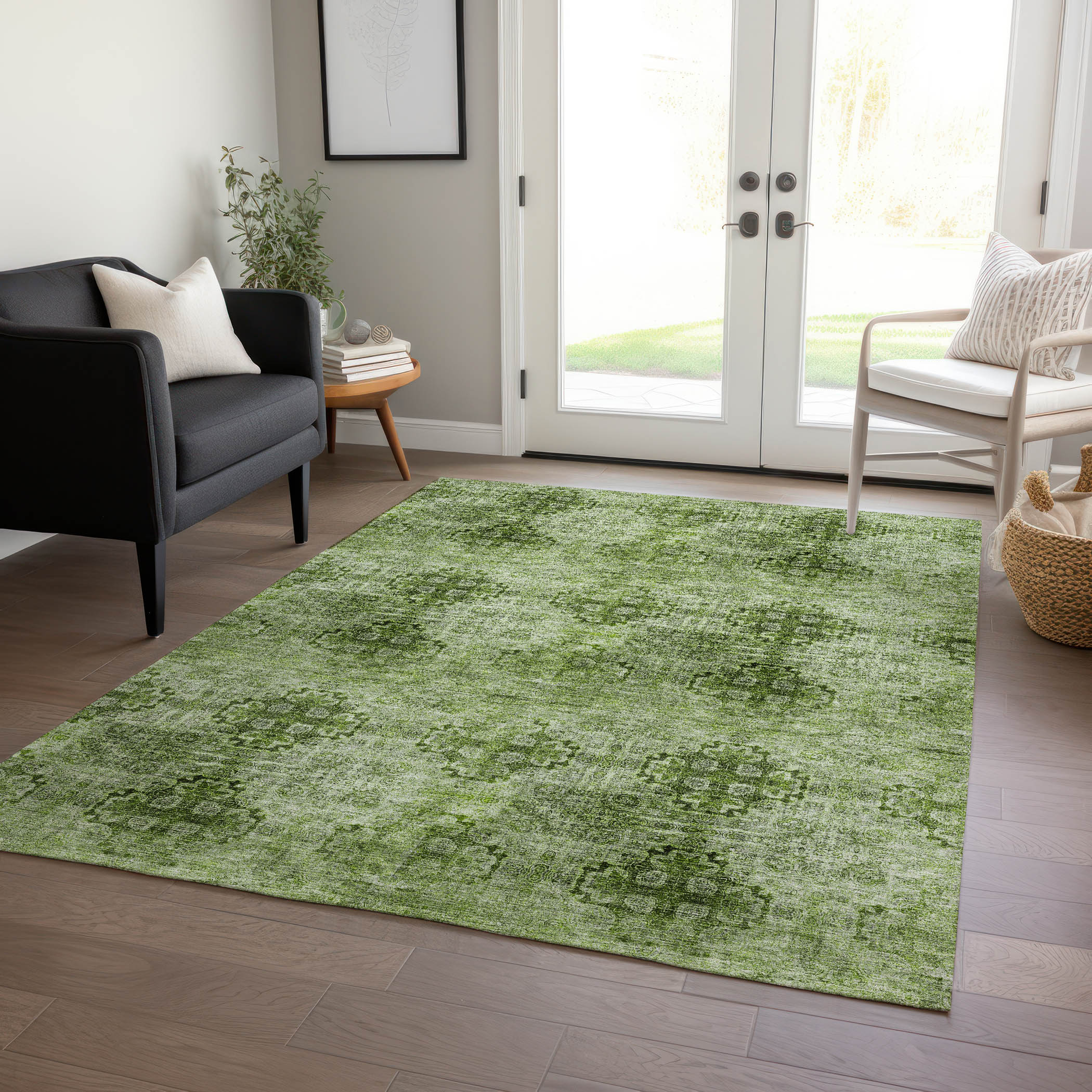 Addison Rugs ACN557OL8X10 Chantille ACN557OL 8 x 10 (ft) Polyester Olive Rectangular Indoor/Outdoor Abstract Machine washable Area rug