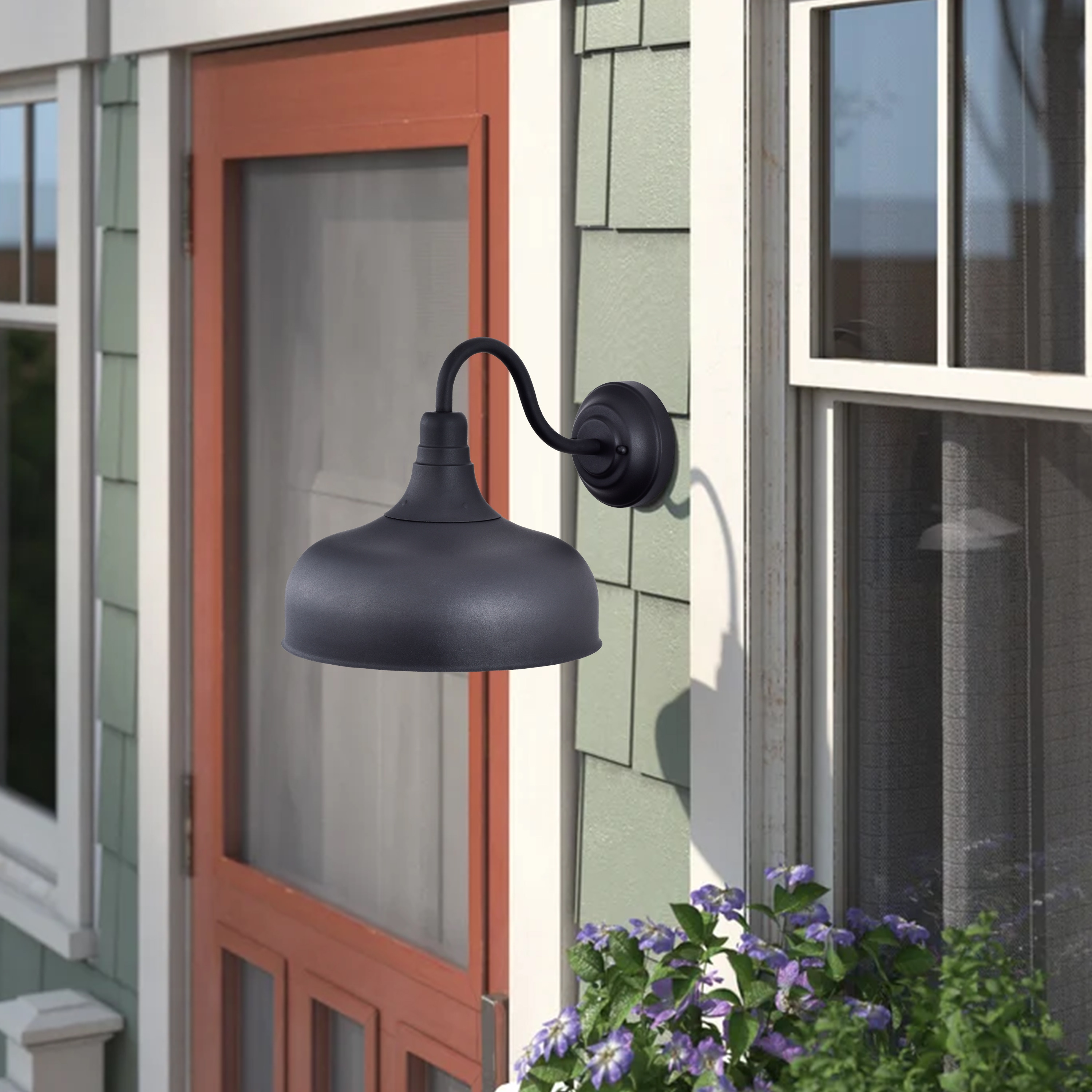 Matte Black Industrial LED Outdoor Barn Light Sconce