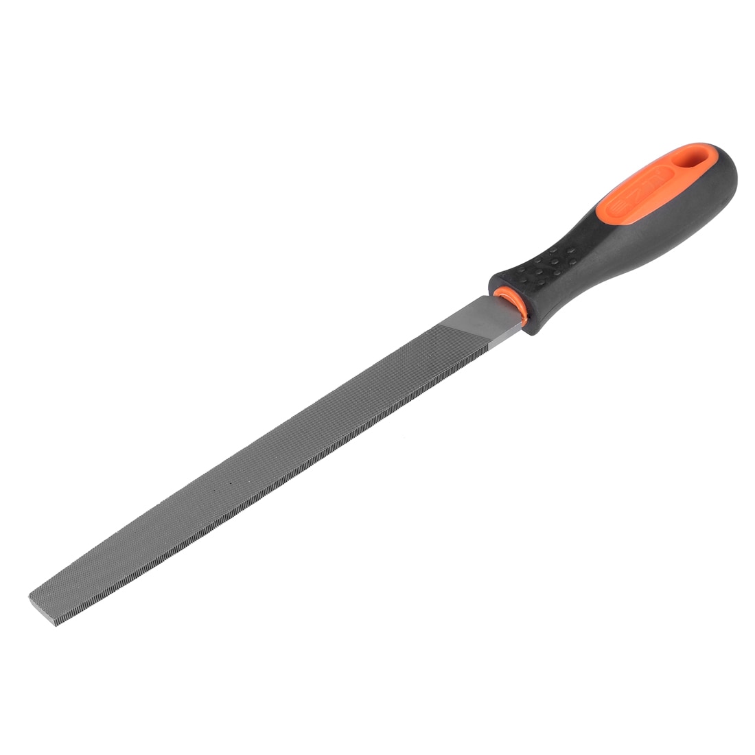 Unique Bargains Second Cut Grade High Carbon Hardened Steel Flat Mill File W Rubber Hand Grip Handle 8-Inch #S25120900UX4201
