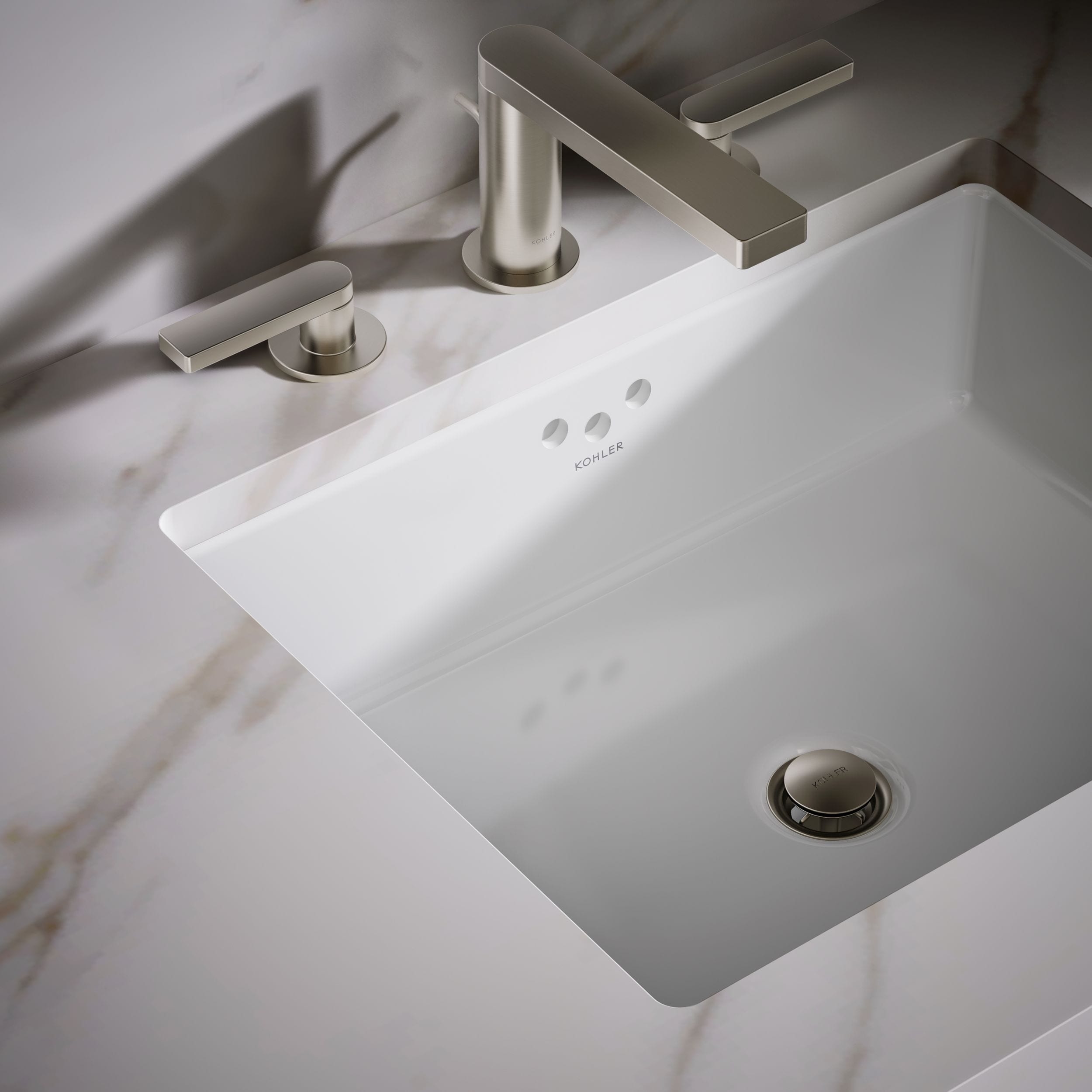 KOHLER Kathryn Vitreous China Undermount Rectangular White Bathroom Sink  (19.75-in x 15.625-in) 2330-0 at Lowes.com, image size:2500x2500