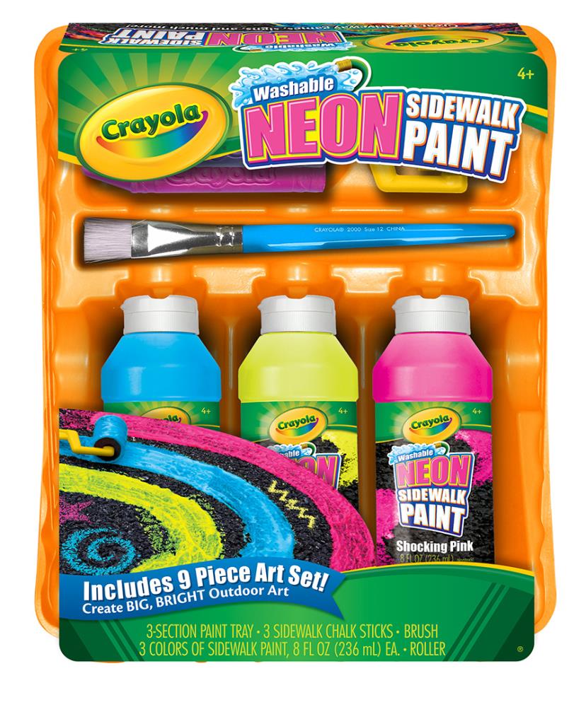 Crayola Washable Kids Paint, 10 Neon Paint Colors, 2 Oz Bottles, Gift