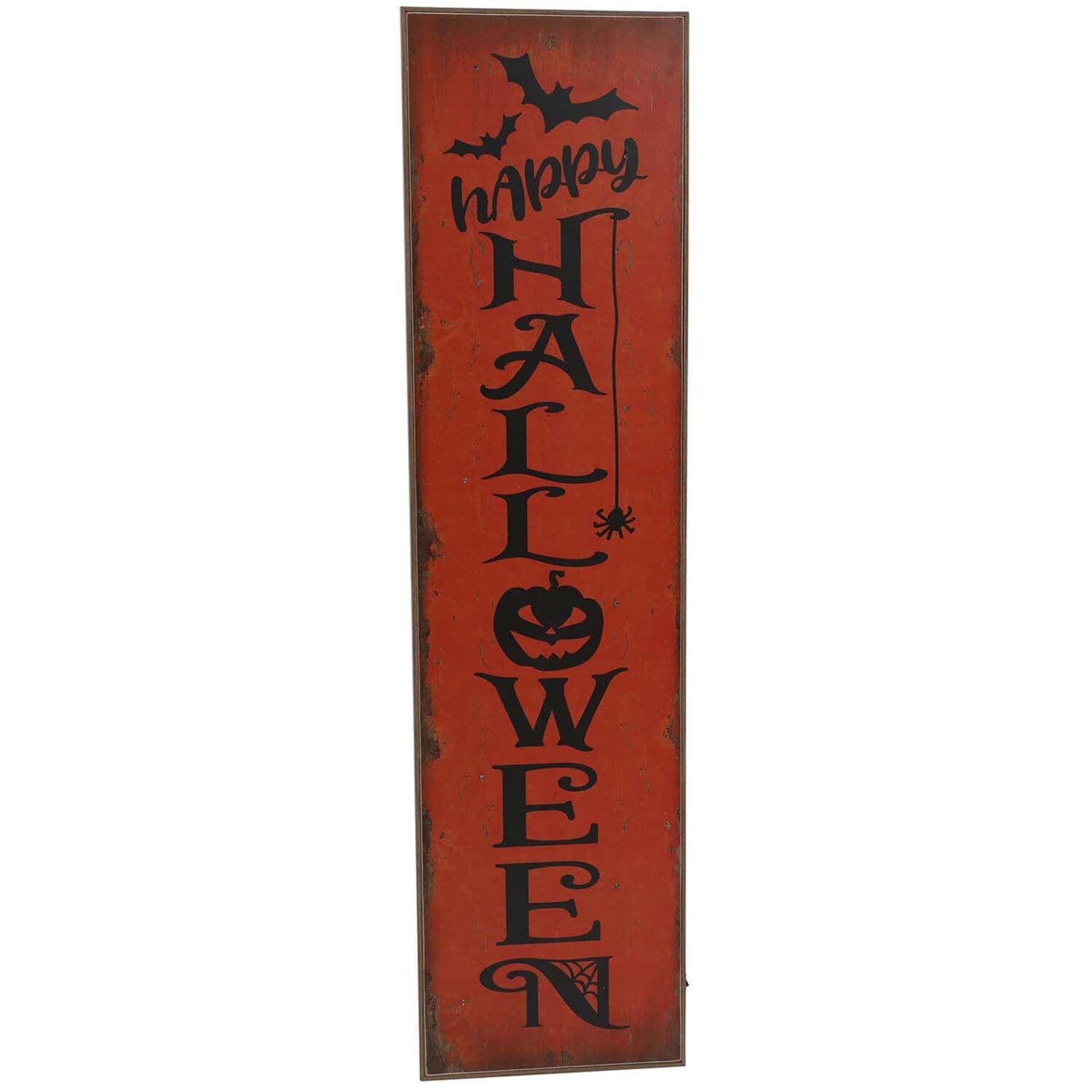 Haunted Hill Farm HHWOODPS045-1OR 45-Inches Freestanding Lighted Happy halloween Sign