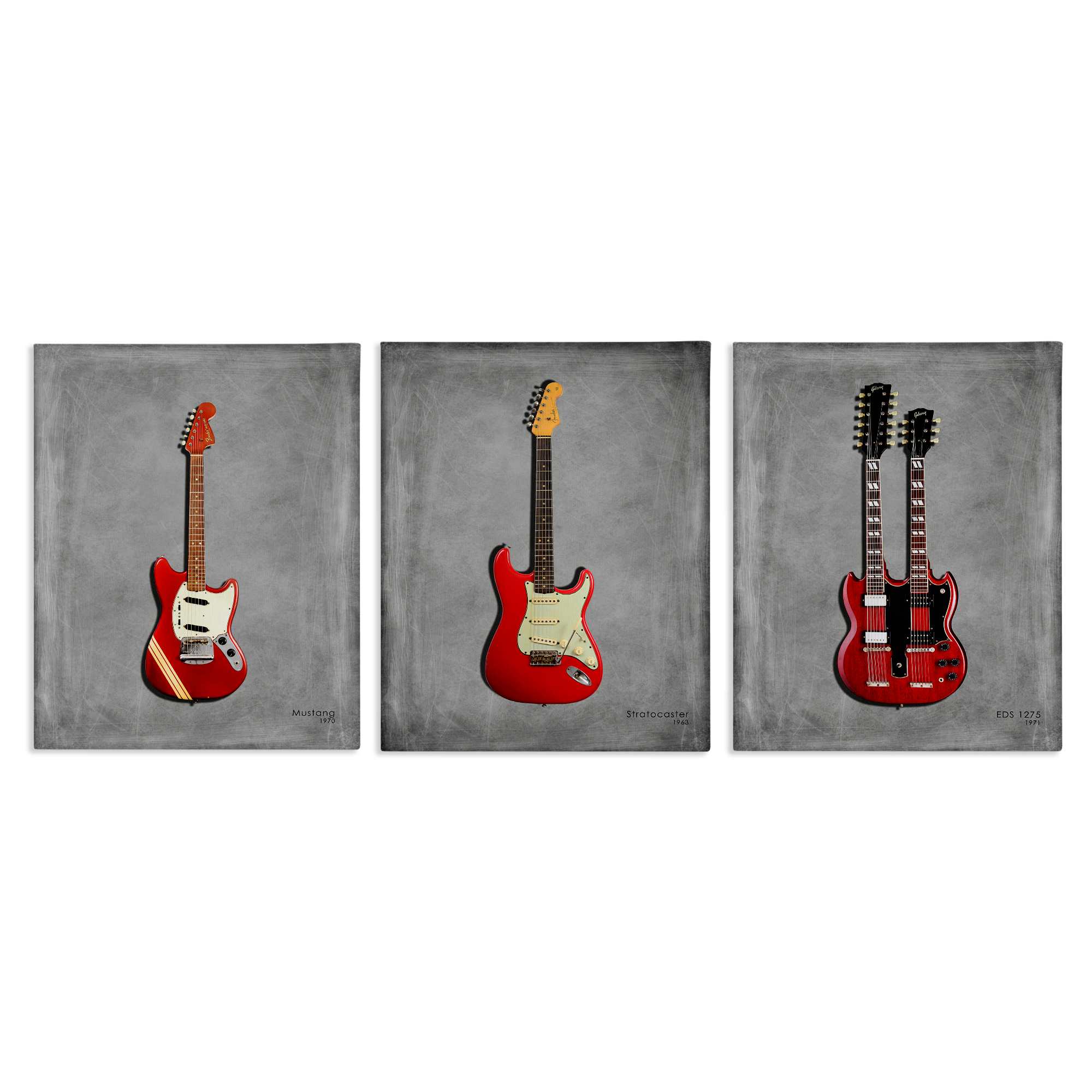 Stupell Industries A3-456-CN-3PC-11X14 Red Guitars Collection 3pc Canvas Set design by Mark Rogan
