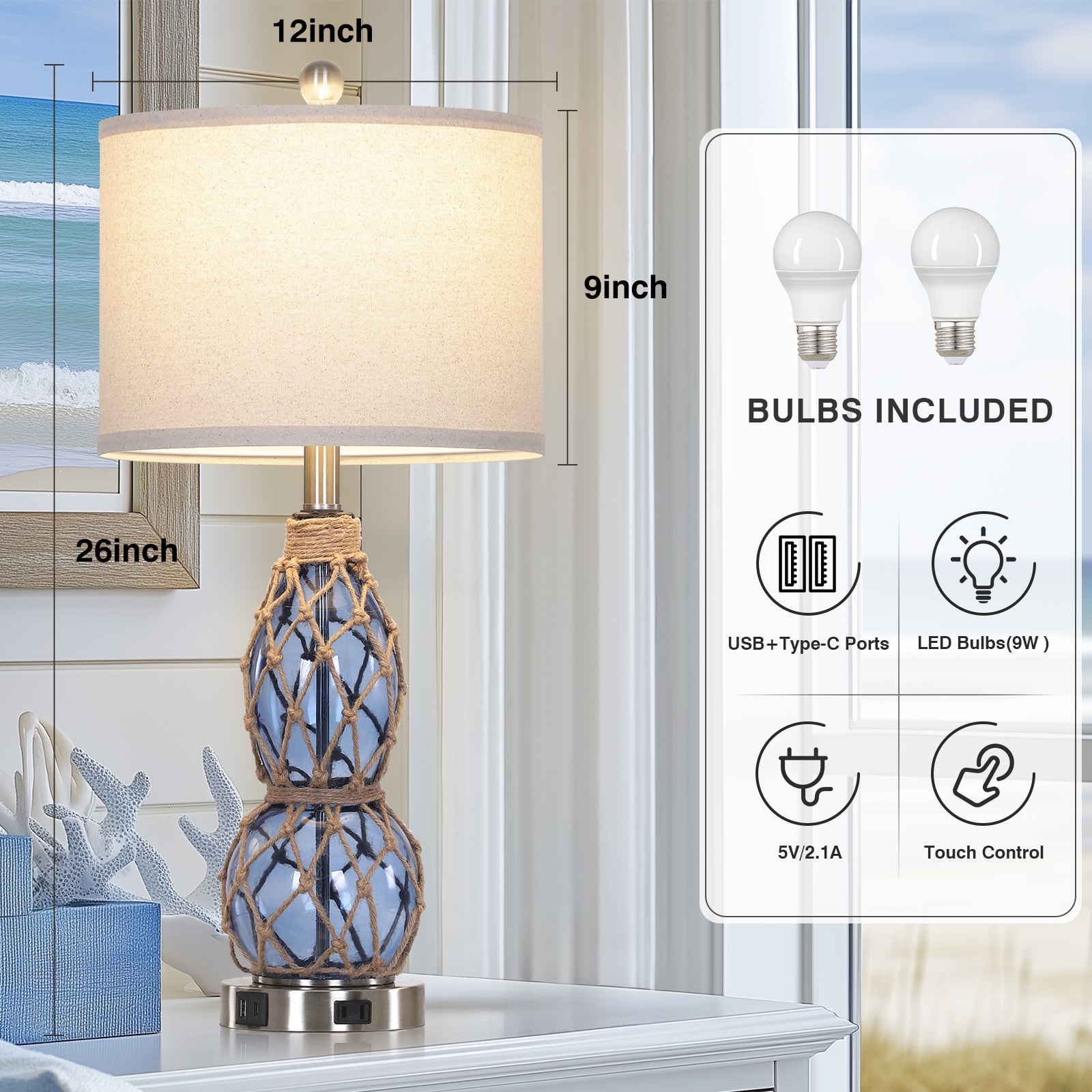UrFurnishings TD-456 Table-Lamps - View #2