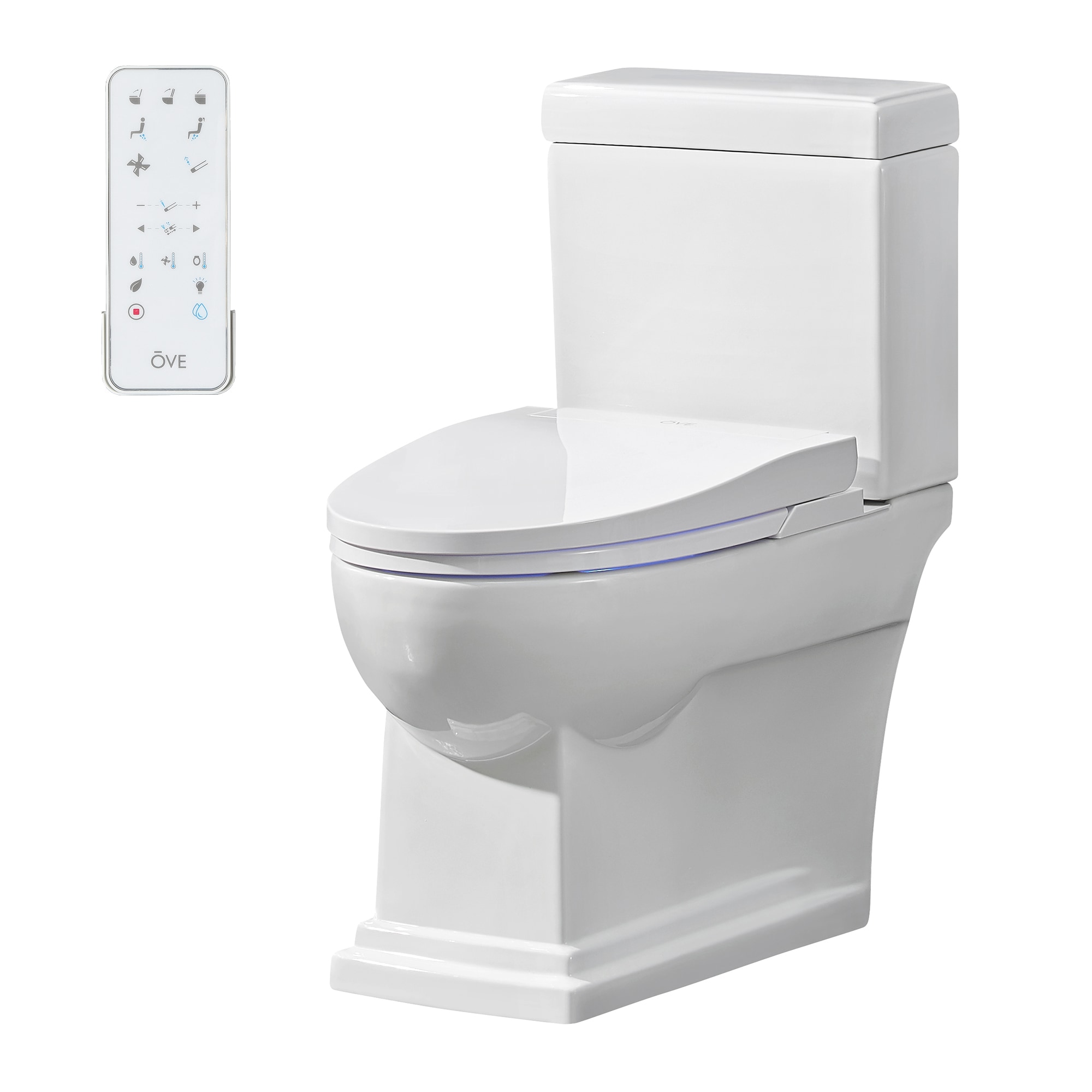 OVE Decors 15WST-IREN16-WHT Nova White Single Elongated Chair height Smart Soft Close 1-piece Bidet 12-in Rough-In WaterSense Labeled 1.28 GPF