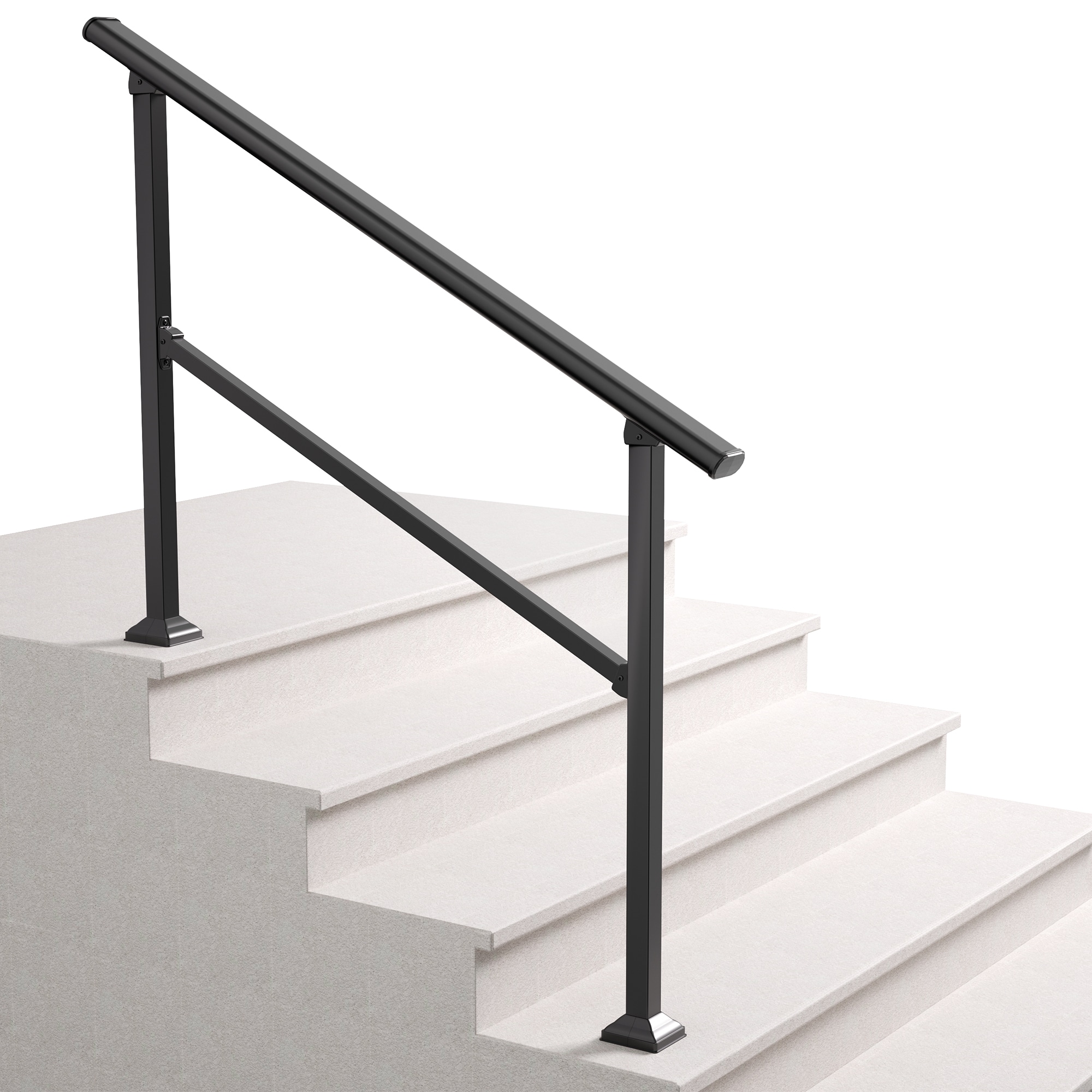 LOVMOR Y-FS-4STEP 36 in. H x 54 in. W Black Wrought Iron for 3 or 4 Steps Stair Railing Kit