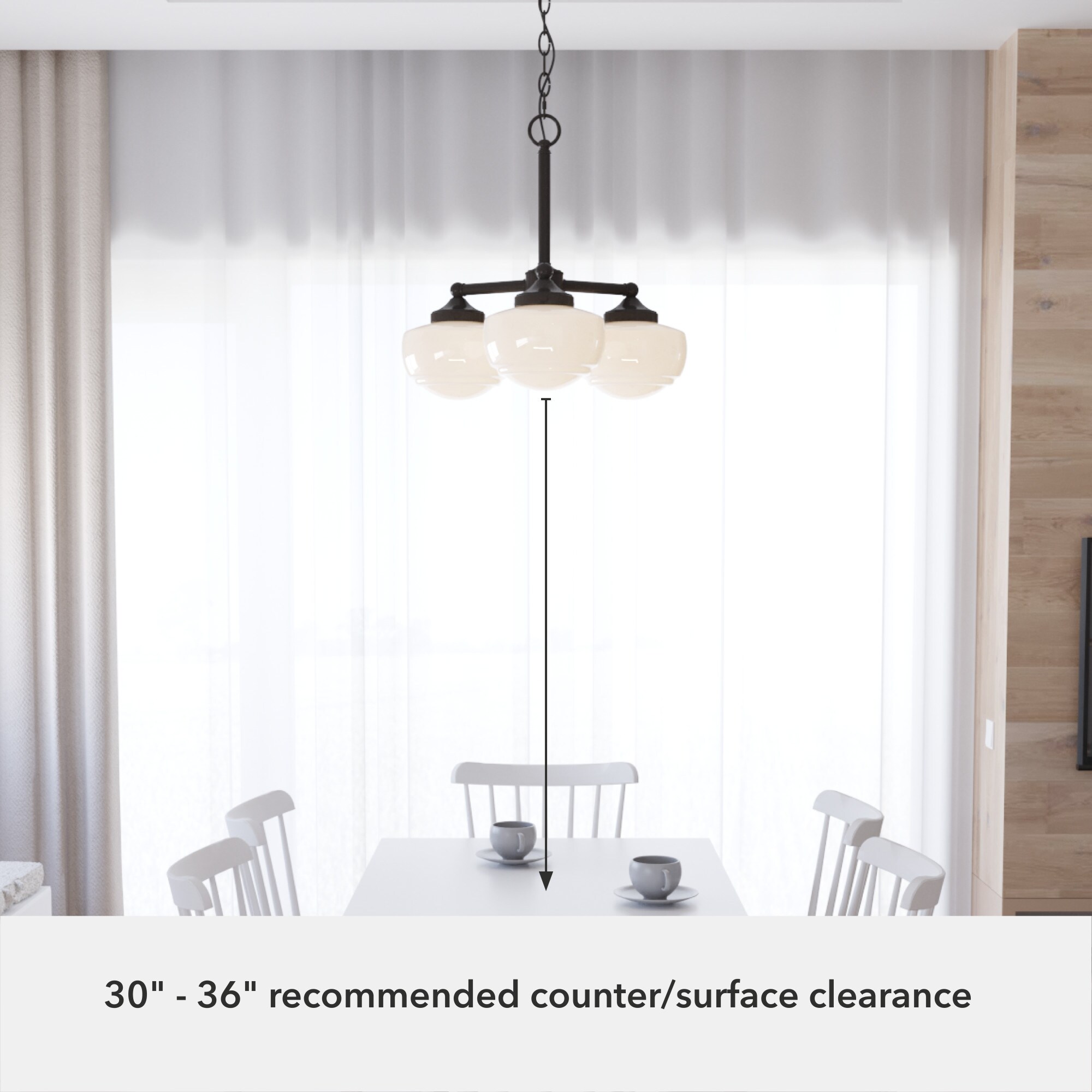 Saddle Creek Noble Bronze 3-Light Schoolhouse Chandelier with Cased White Glass