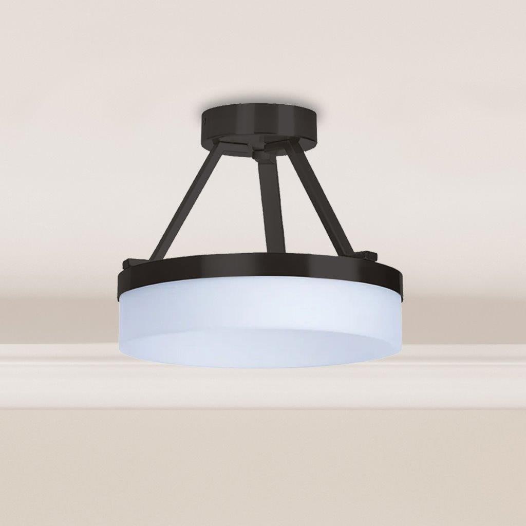 Origin 21 SFL11BK Lynnpark 1 -Light 11.95-in Matte Black Integrated LED Semi Flush Mount Light