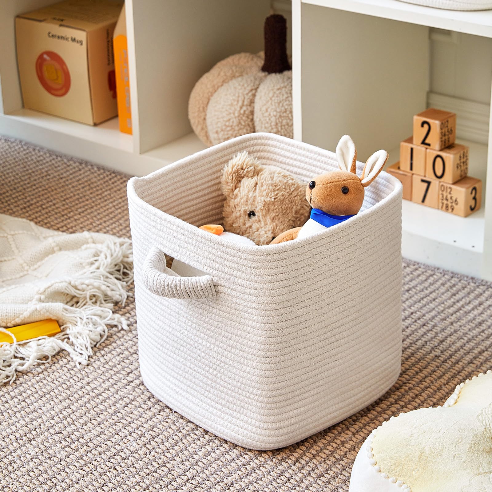 CYQBD 11-Inch Square Woven Closet Baskets Set of 3 in the Storage Bins ...