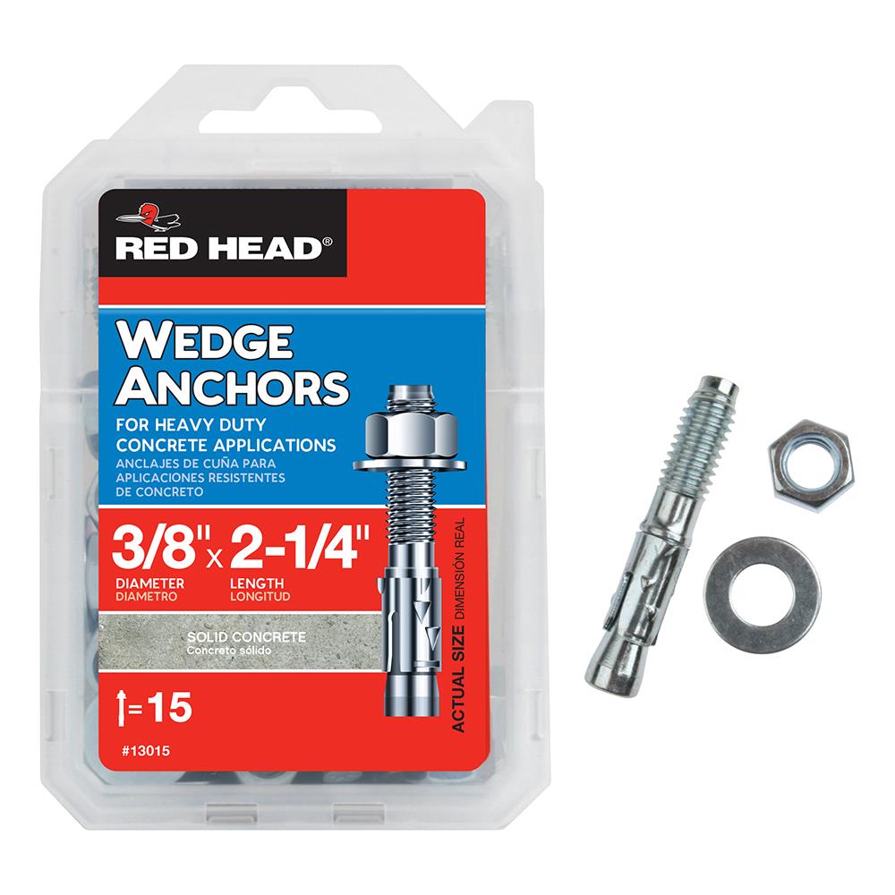 Red Head 13015 3/8-in x 2-1/4-in Concrete Wedge Anchors (15-Pack)