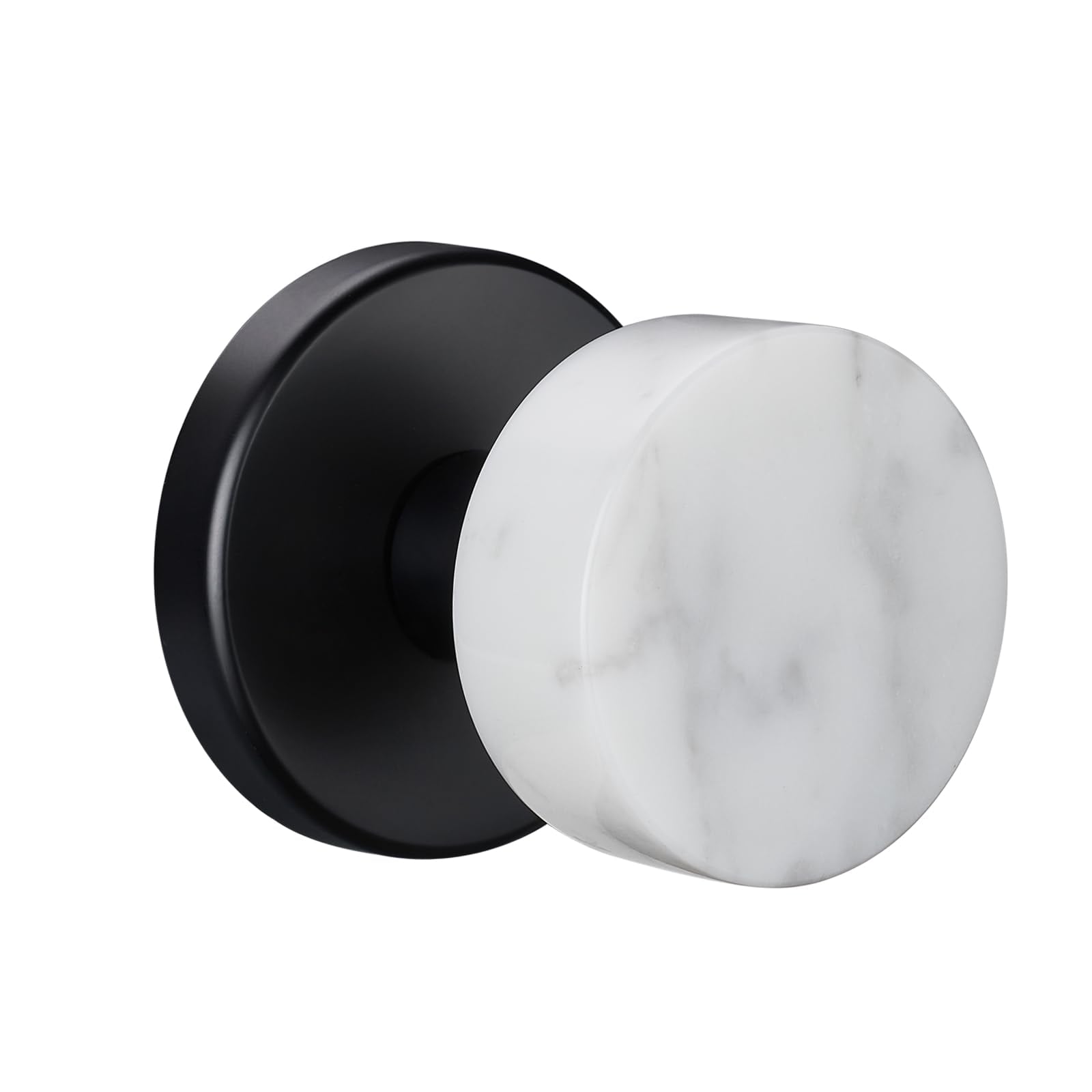 Aoibox White Marble Dummy Door Knob with Matte Black Rosette for Hallways and Closets Interior #LAB6OO2L