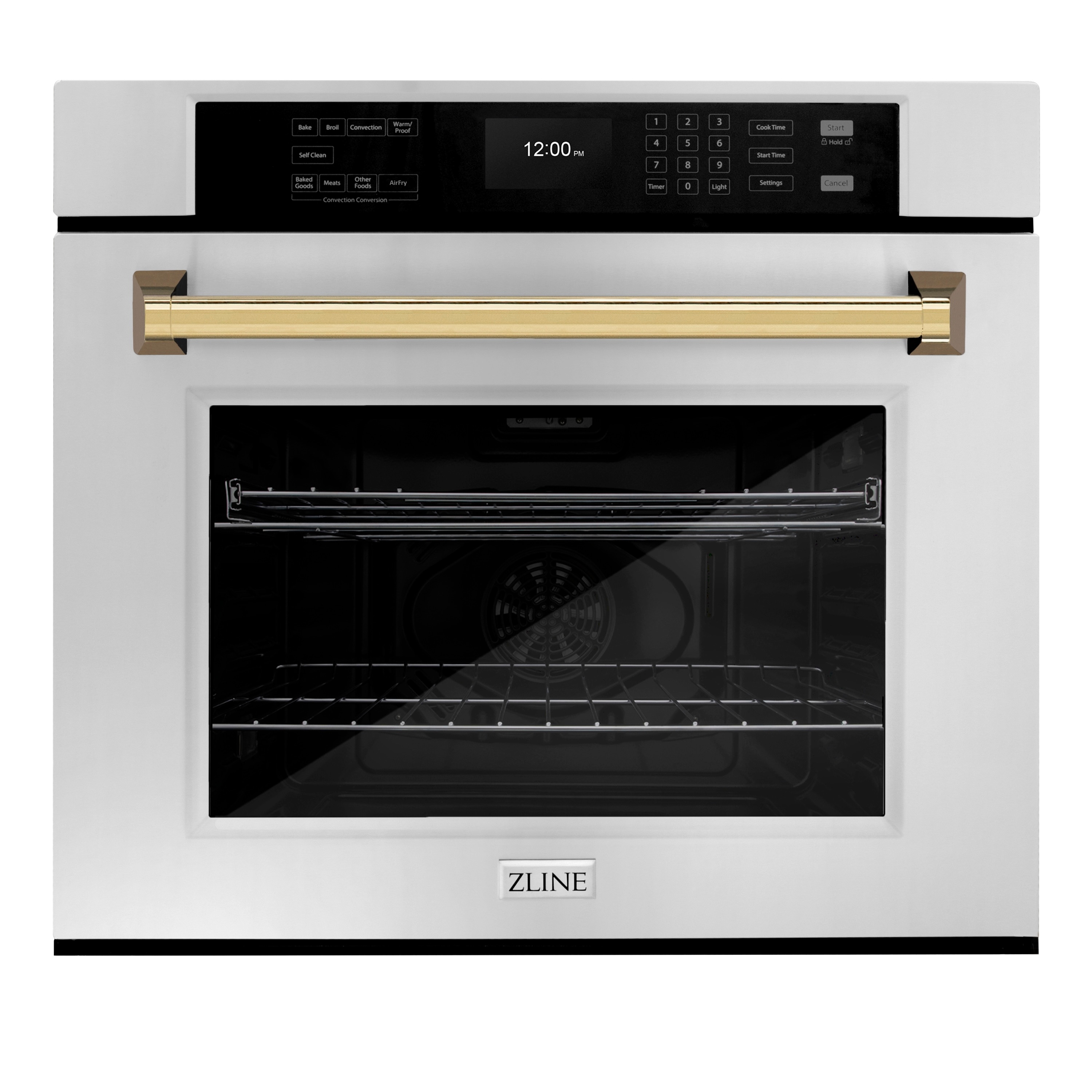 ZLINE KITCHEN & BATH WASZ-30-G 30 inch Single Electric Wall Oven with Air Fry True Convection and Self-cleaning ( Stainless Steel with Polished Gold Accents )
