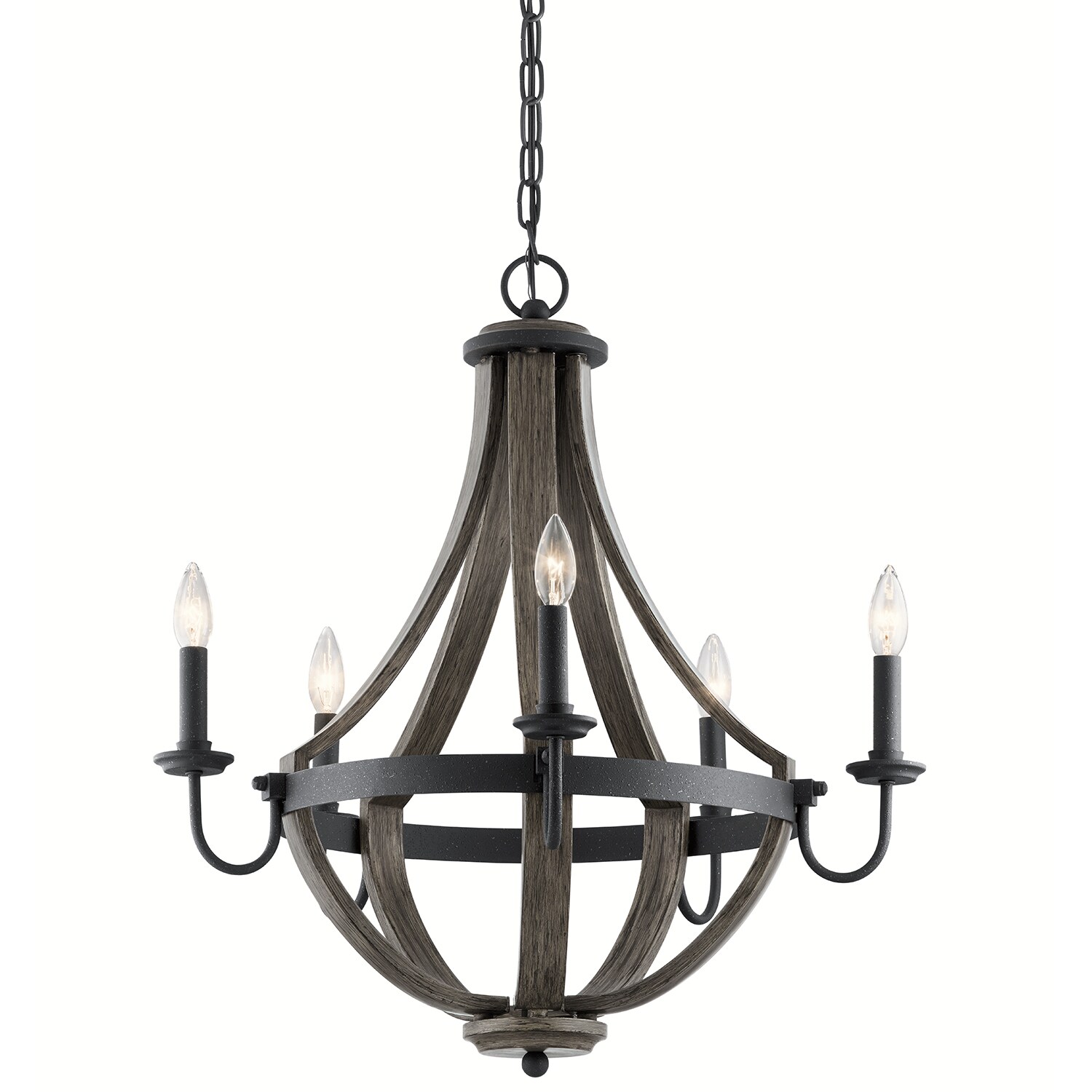 Kichler Merlot 5-Light Distressed Black Farmhouse Dry rated Chandelier