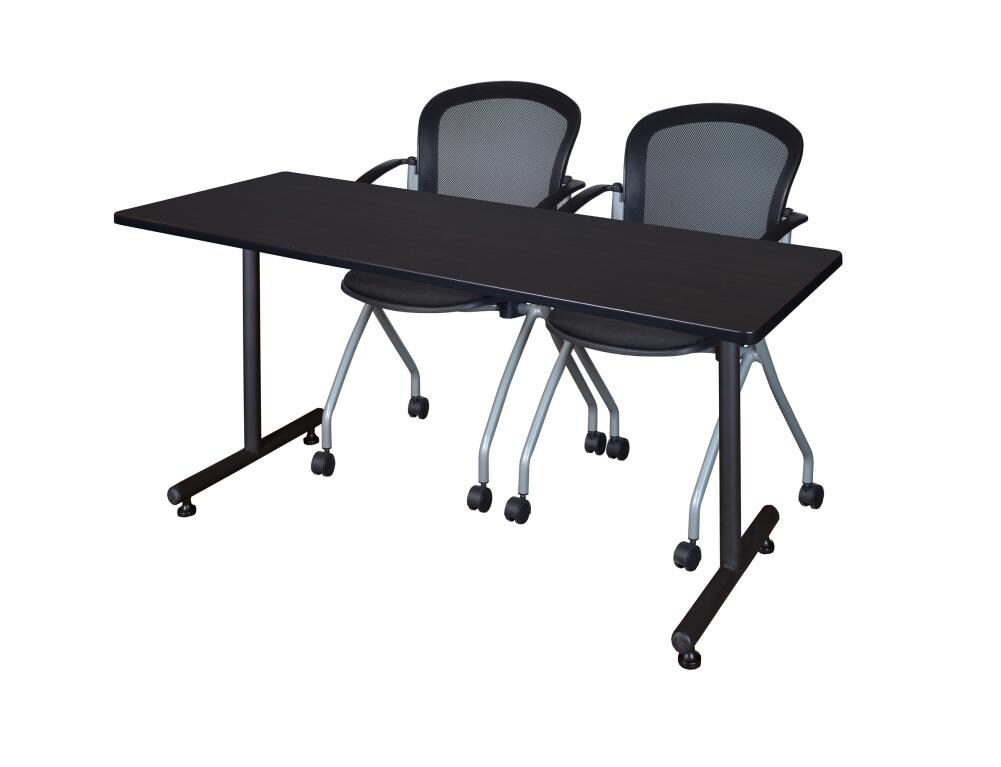 Regency MKTRCT6624MW23BK Training Brown 4-Person Training Table (66-in W x 29-in H)