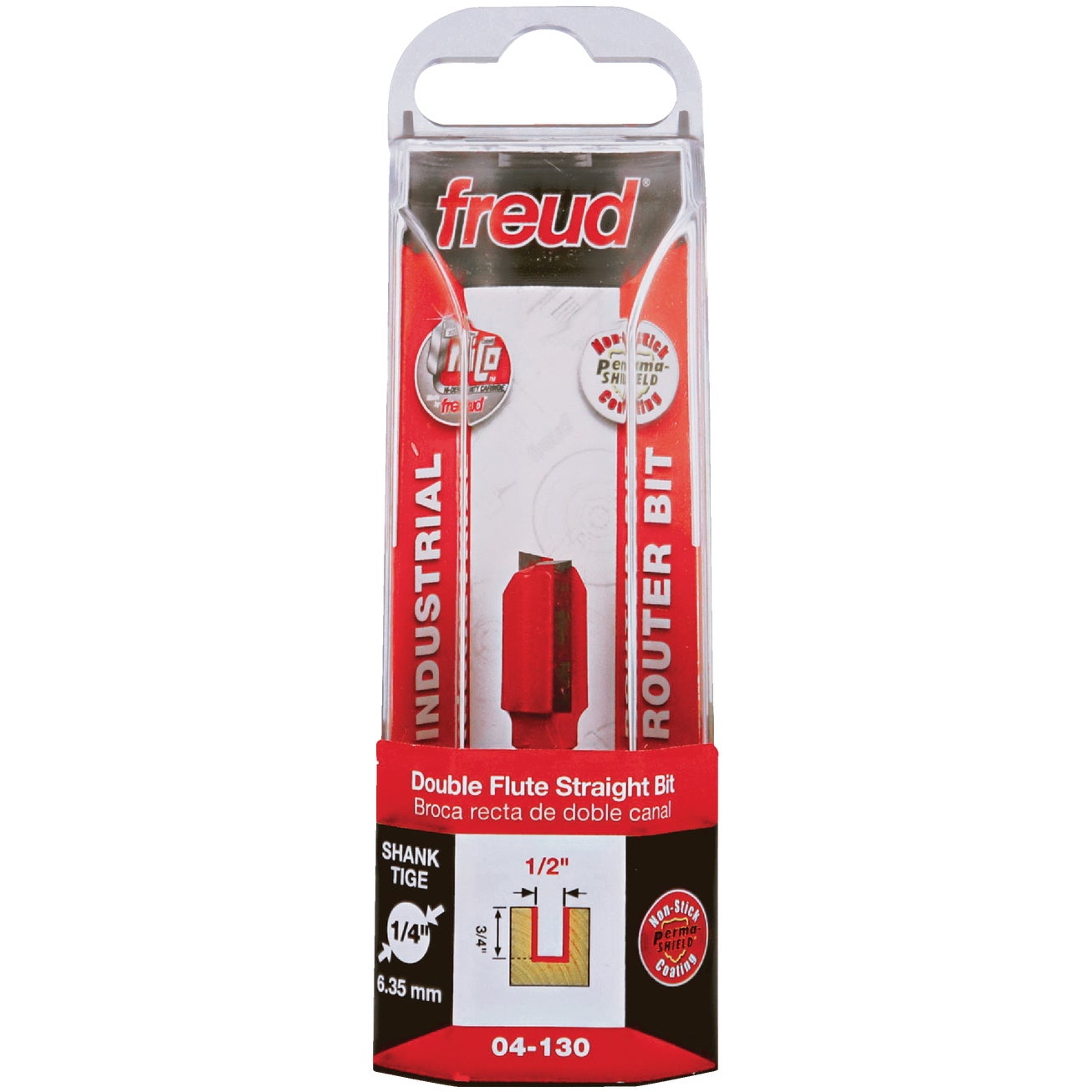 Freud 04-130 1/2 Double-Flute Straight Router Bit 1/4 Shank 3/4 Cut ...