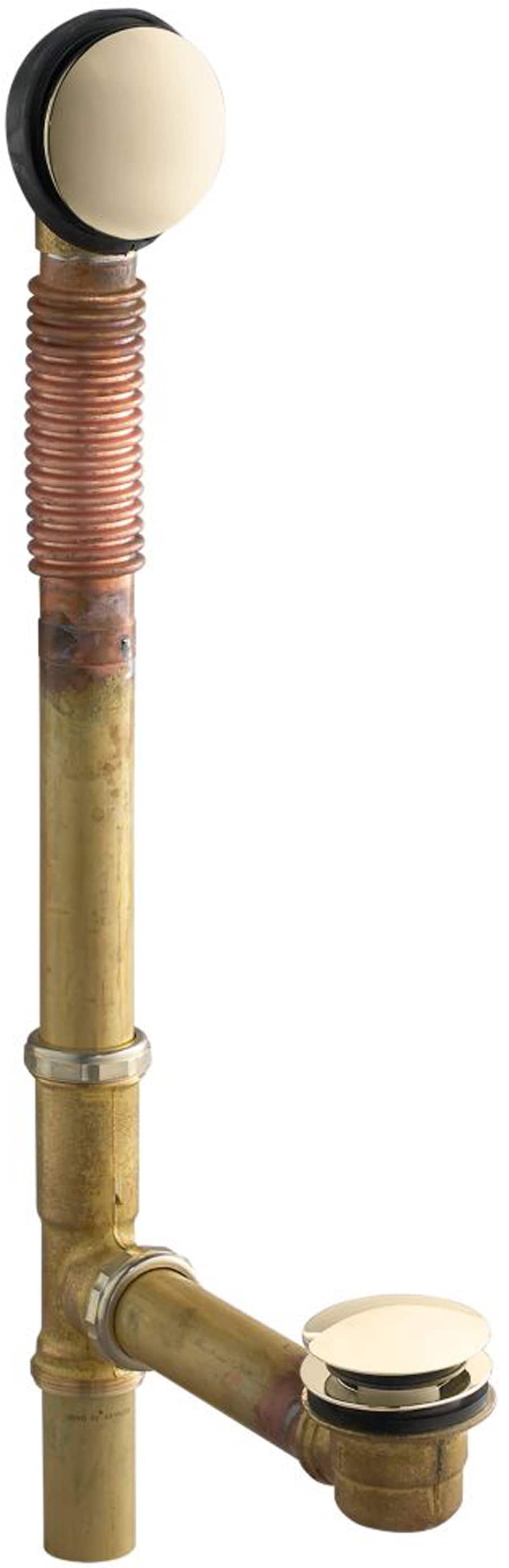 KOHLER 7259-AF 1-1/2-in Vibrant French Gold Clearflo Vibrant French Gold Foot lock Drain with Brass Pipe Included