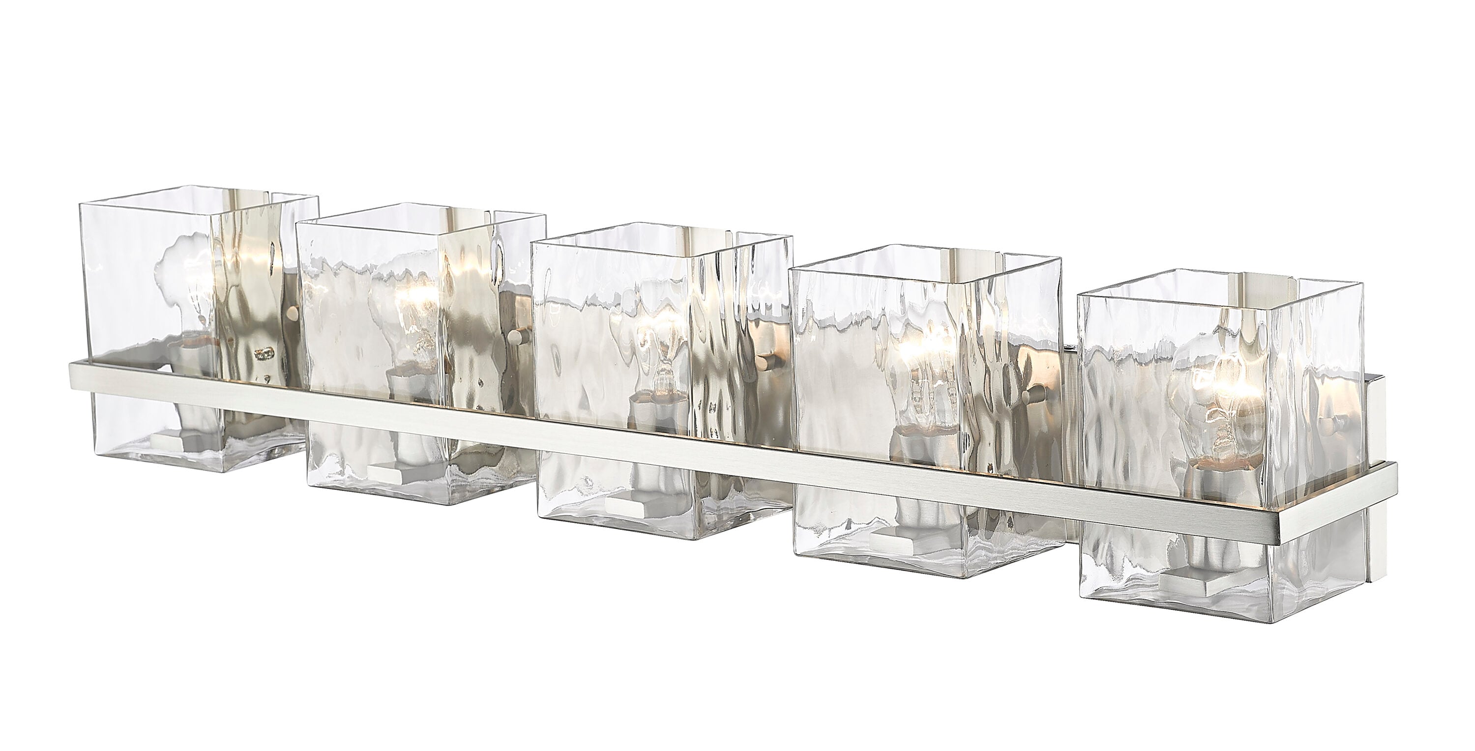 Bennington 36.25" Brushed Nickel Vanity Light with Rippled Glass Shades