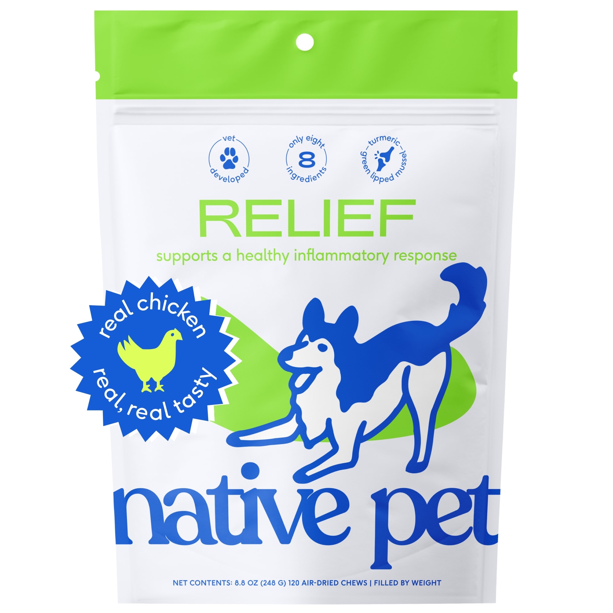 Native Pet  Relief Chews for Anti Inflammatory and Joint Relief Supplement for Dogs 8.8 oz. Count of 120