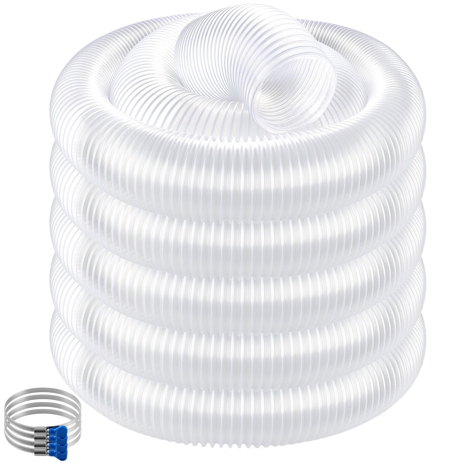 AOIZGMY  4 in x 40 ft Clear PVC Dust Collection Hose with Carbon Steel Wire Flexible Puncture Resistant for Woodworking Dust Collector and