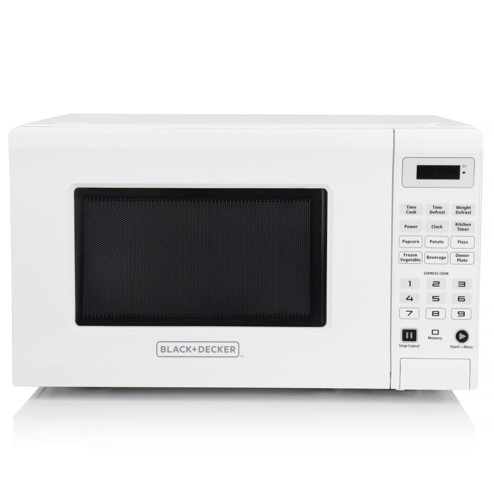 BLACK+DECKER 17.3 in. Width 0.7 cu.ft. White 700-Watt Countertop Microwave  EM720CFOW - The Home Depot